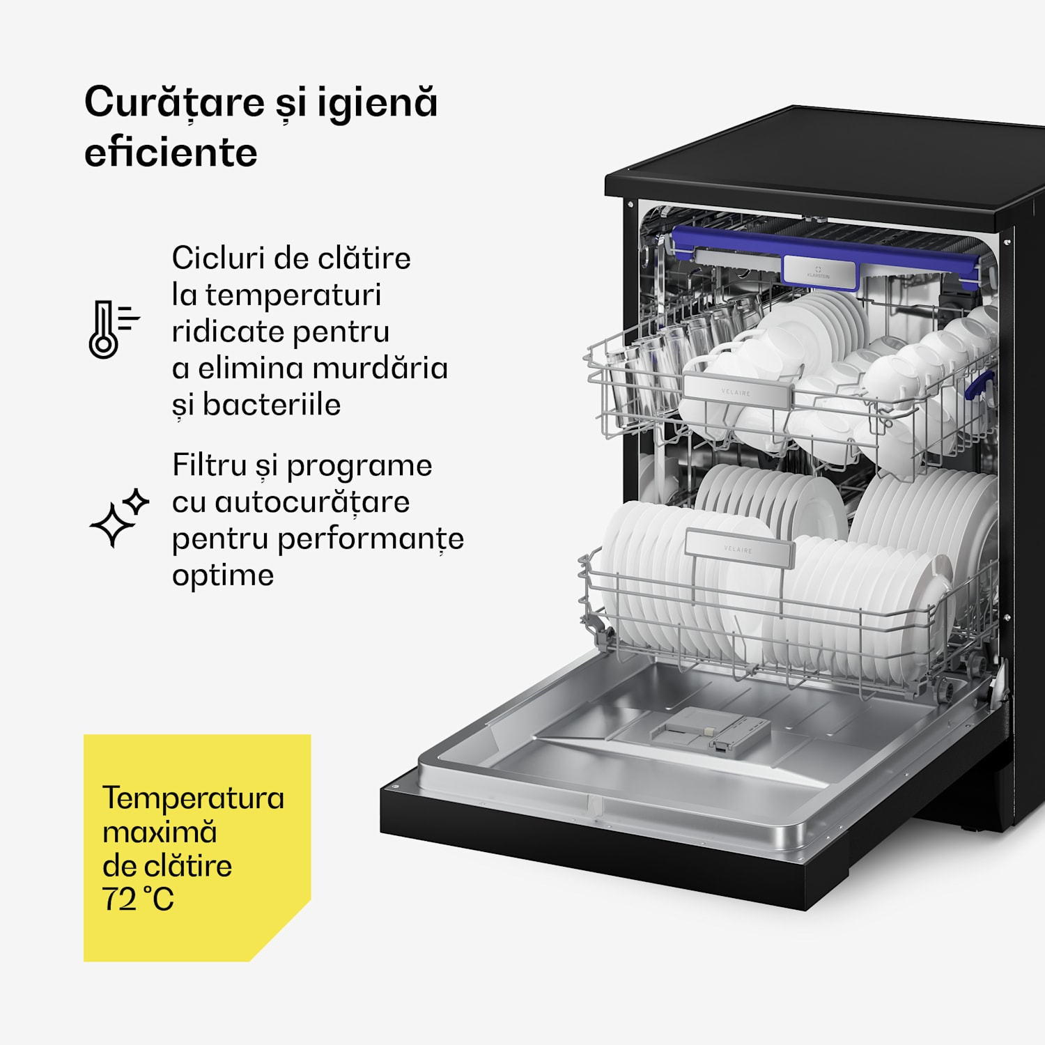 Velaire mașină de spălat vase independentă | Minimalistă, compactă, performantă | Clasa energetică A | 60 cm distinct | 60 cm