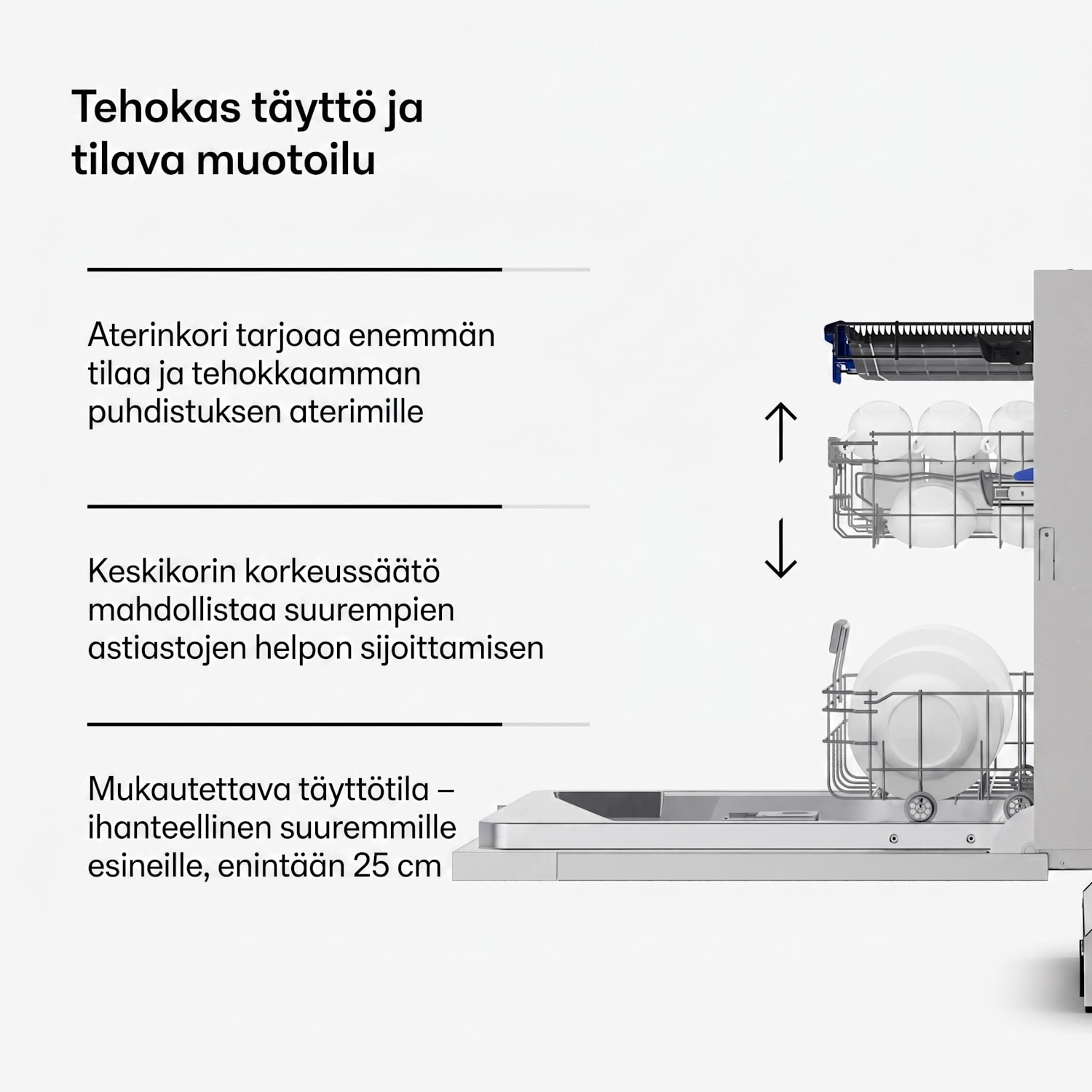 Velaire täysin integroitava astianpesukone | Minimalistinen, tehokas | EEC A | 60 cm Täysin integroitu | 60 cm