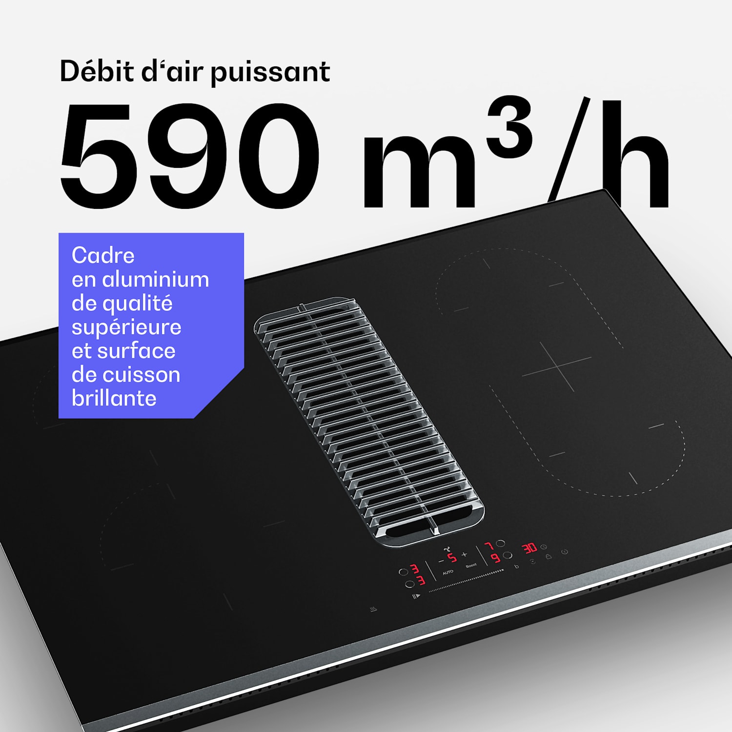 Verosteel Plaque à induction avec hotte intégrée, élégante, minimaliste, puissante 8400 W 80 cm 