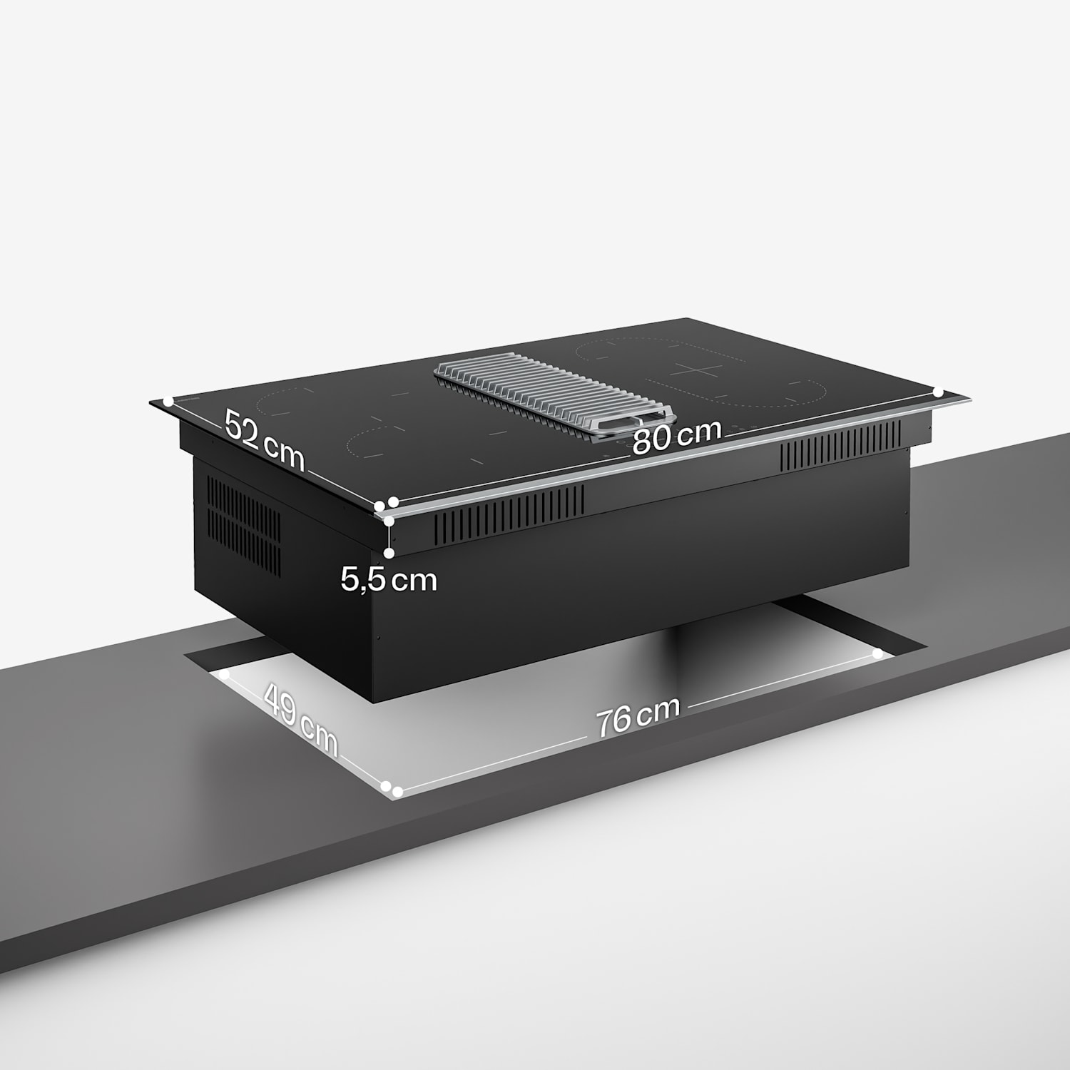 Verosteel Plaque à induction avec hotte intégrée, élégante, minimaliste, puissante 8400 W 80 cm 