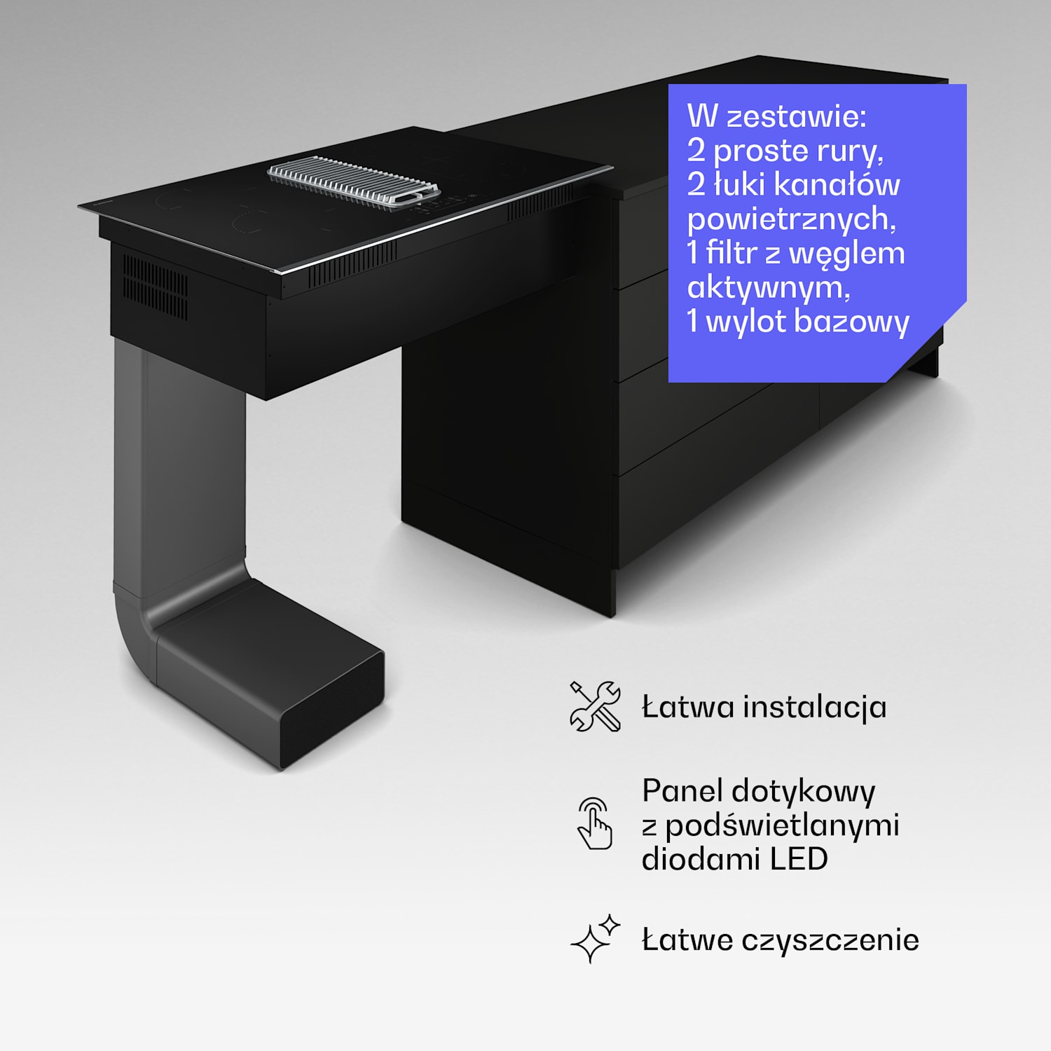 Verosteel płyta indukcyjna ze zintegrowanym wyciągiem Elegancka, minimalistyczna, efektywna 8400 W 80 cm 