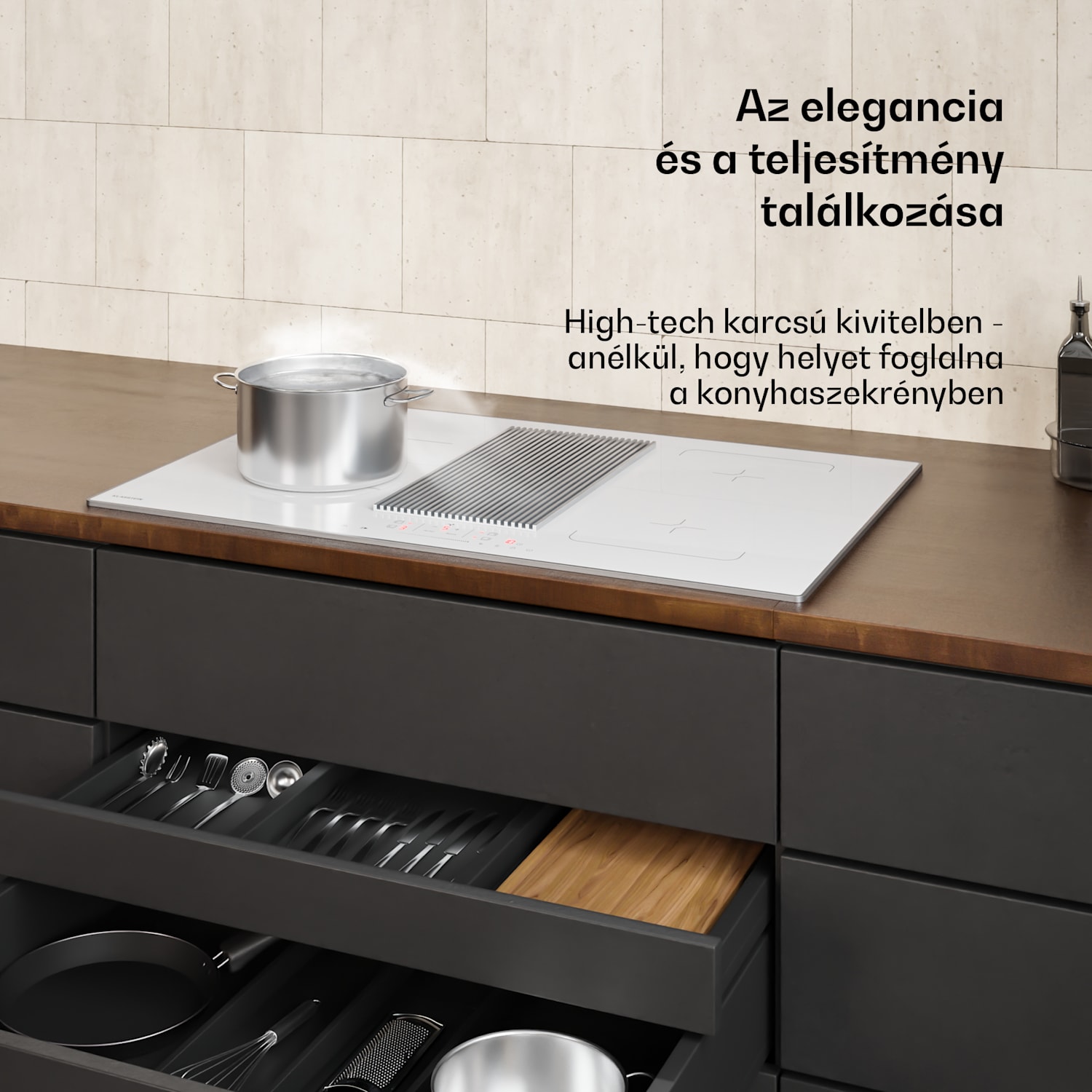 Velaire indukciós főzőlap páraelszívóval | 4 főzőzóna | 8400 W | 80 cm 