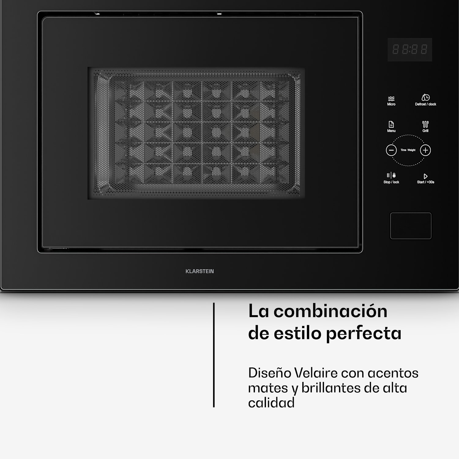 Velaire microondas empotrable con grill | 1200 W grill | 850 W microondas | 60 cm Negro