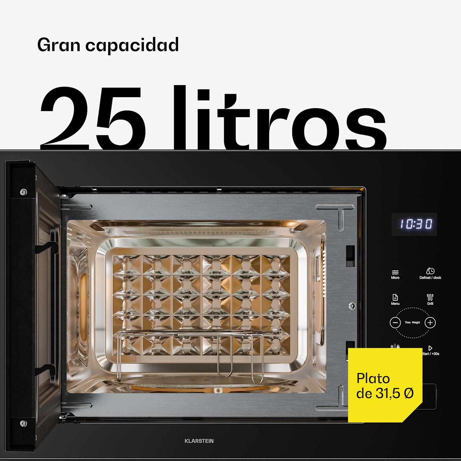 Velaire microondas empotrable con grill | 1200 W grill | 850 W microondas | 60 cm Negro