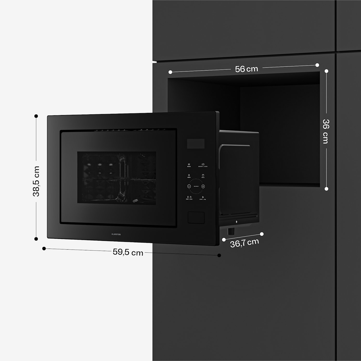 Velaire microondas empotrable con grill | 1200 W grill | 850 W microondas | 60 cm Negro