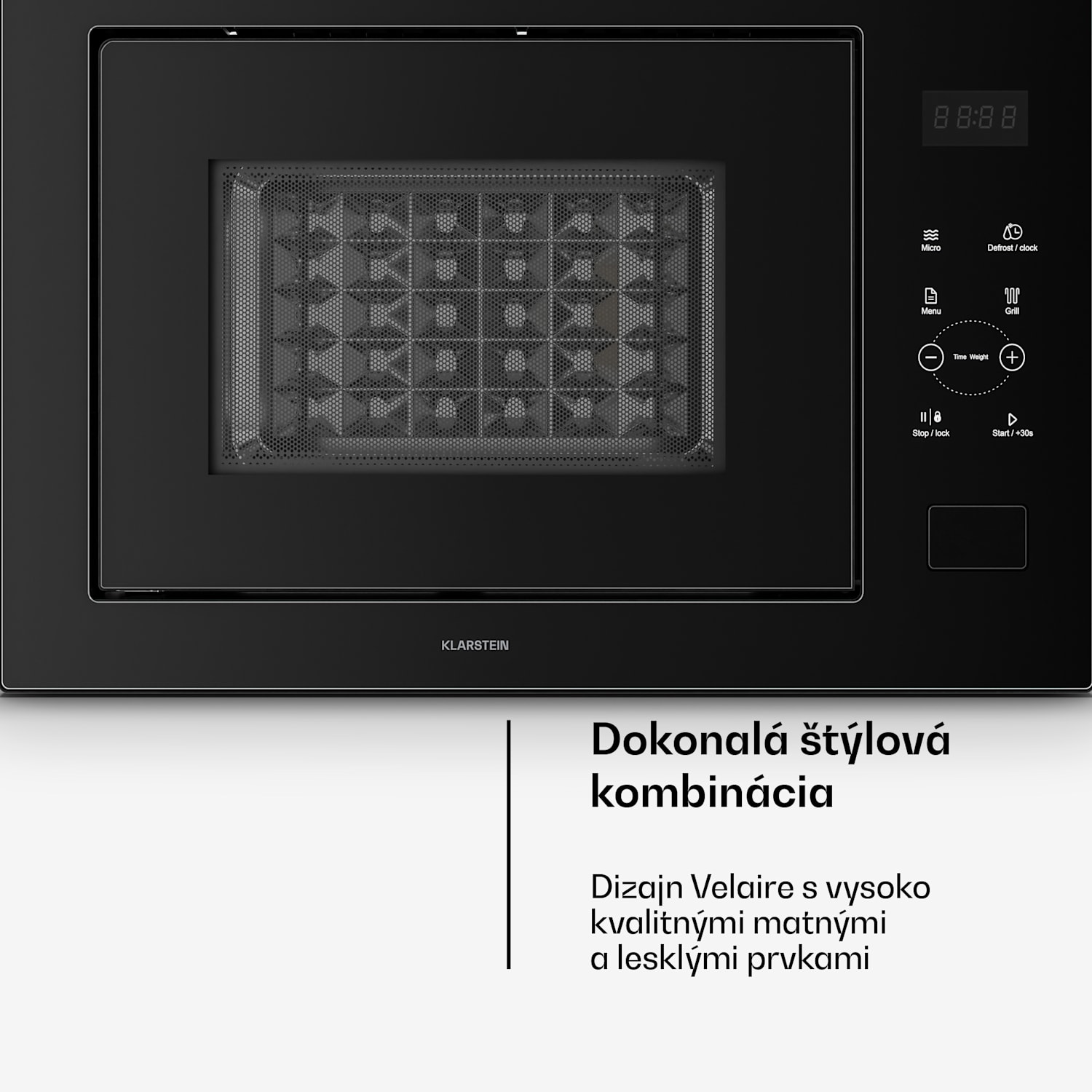 Velaire vstavaná mikrovlnná rúra s grilom | 1200 W gril | 850 W mikrovlnná rúra | 60 cm Čierna