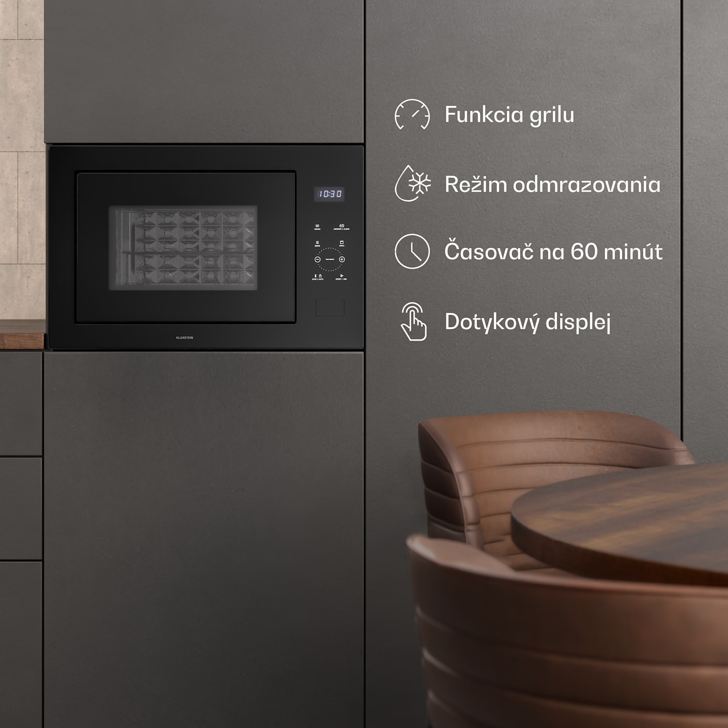 Velaire vstavaná mikrovlnná rúra s grilom | 1200 W gril | 850 W mikrovlnná rúra | 60 cm Čierna