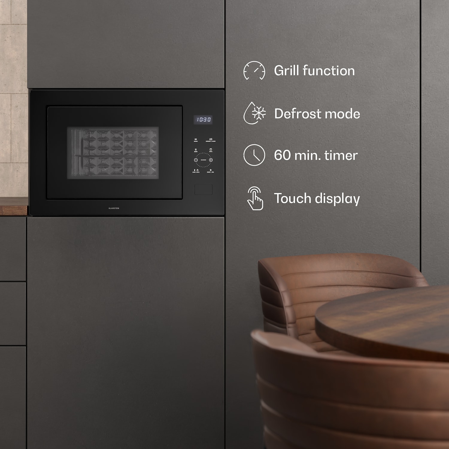 Velaire sisäänrakennettava mikroaaltouuni grillillä | 1200 W grilli | 850 W mikroaaltouuni | 60 cm Musta