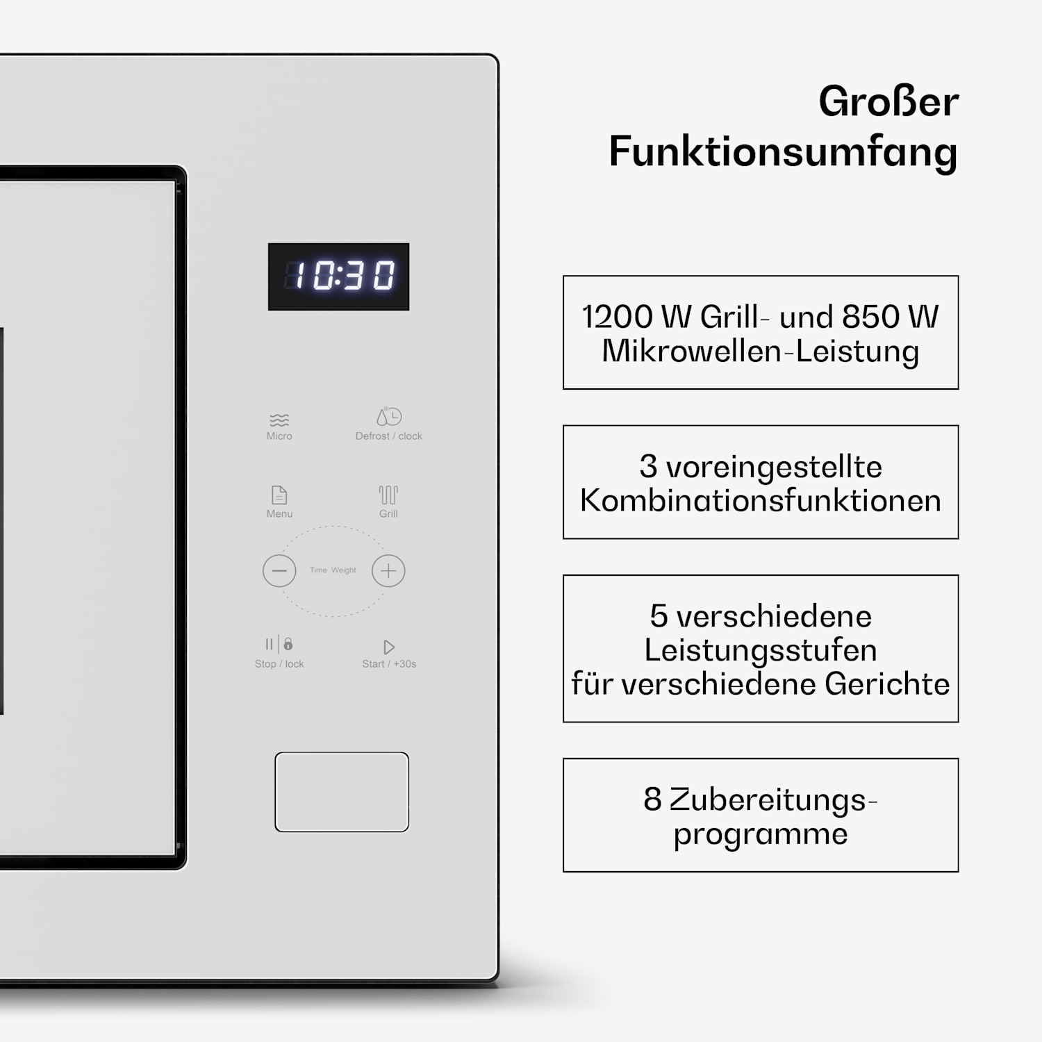 Velaire micro-ondes encastrable avec gril | gril1200 W | micro-ondes 850 W | 60 cm Blanc