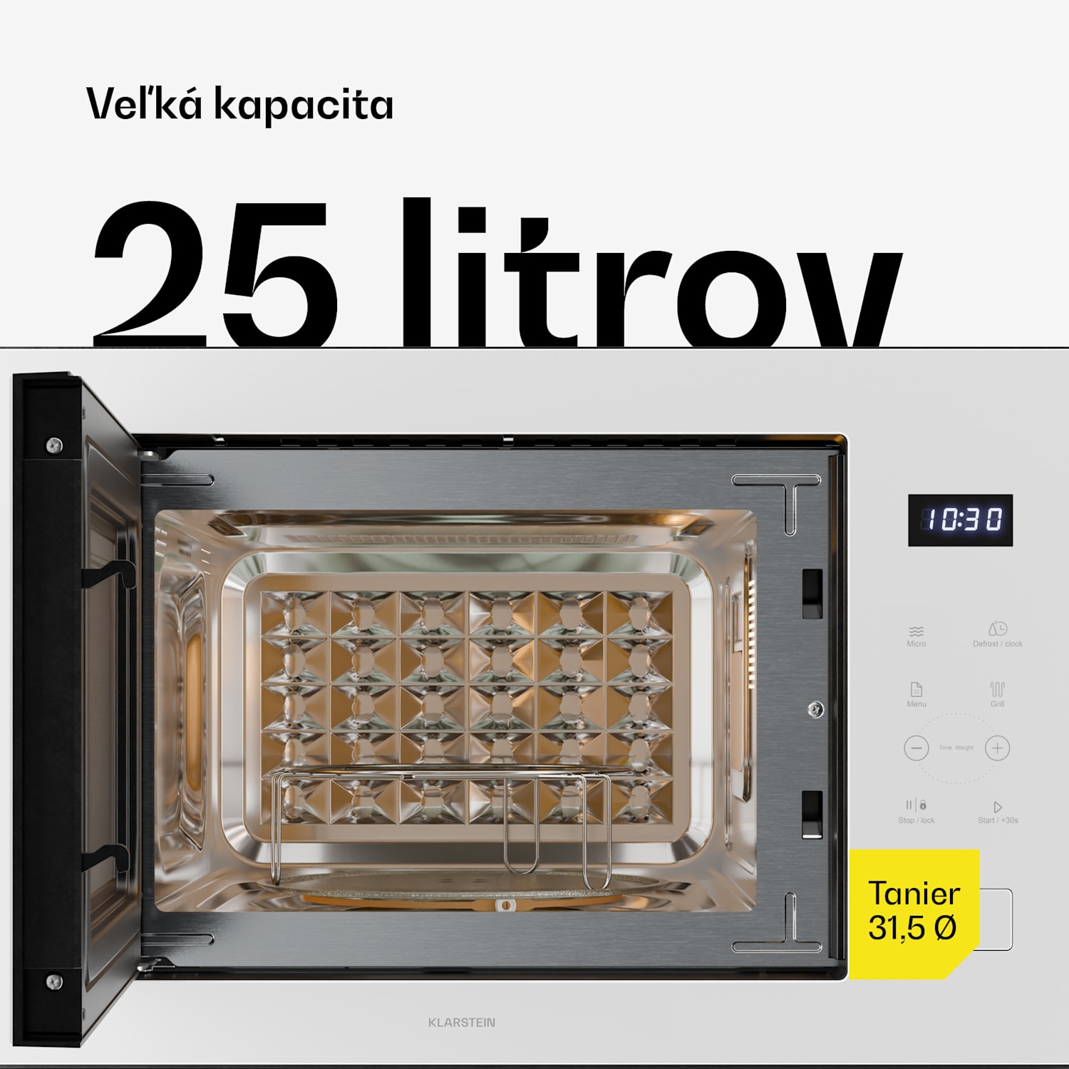 Velaire vstavaná mikrovlnná rúra s grilom | 1200 W gril | 850 W mikrovlnná rúra | 60 cm Biela