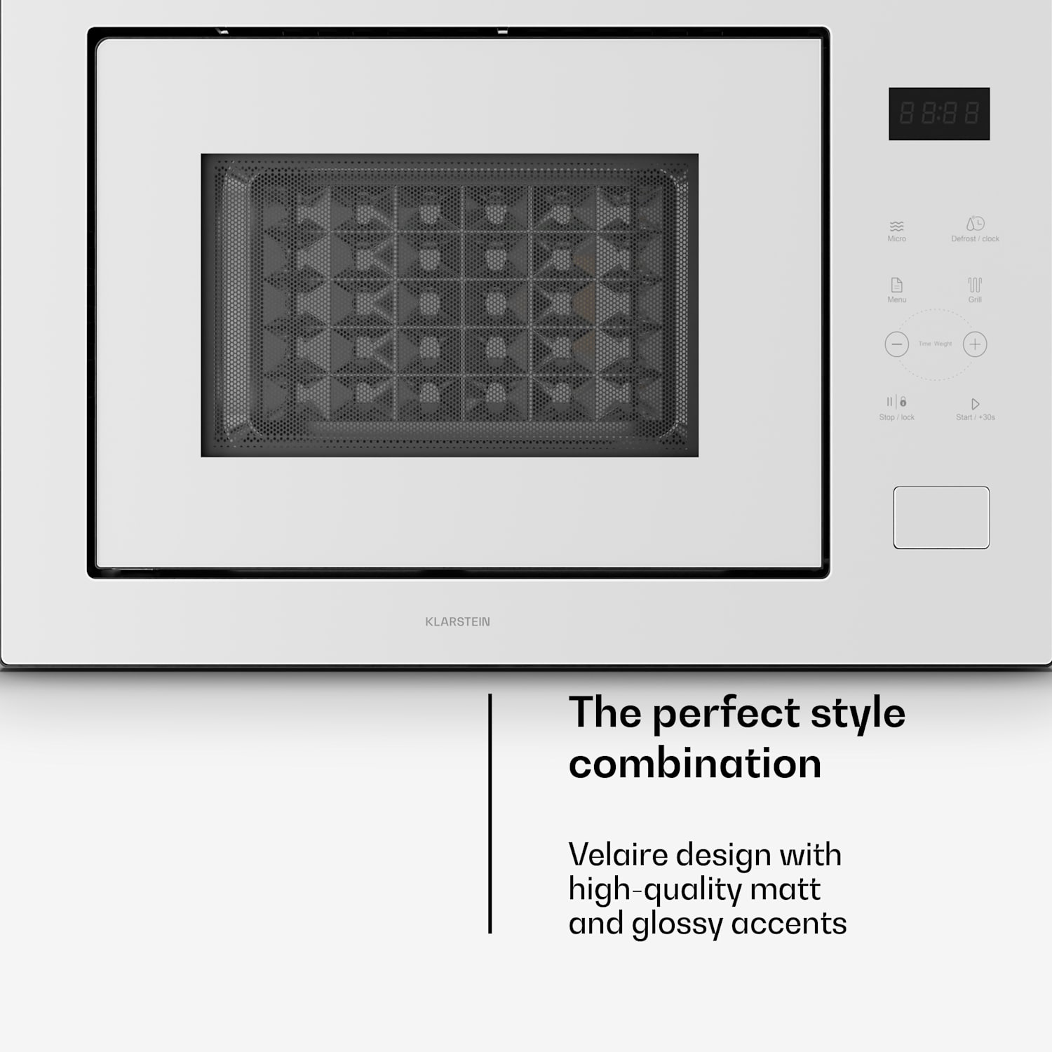 Velaire inbouwmagnetron met grill | grill 1200 W | magnetron 850 W | 60 cm Wit