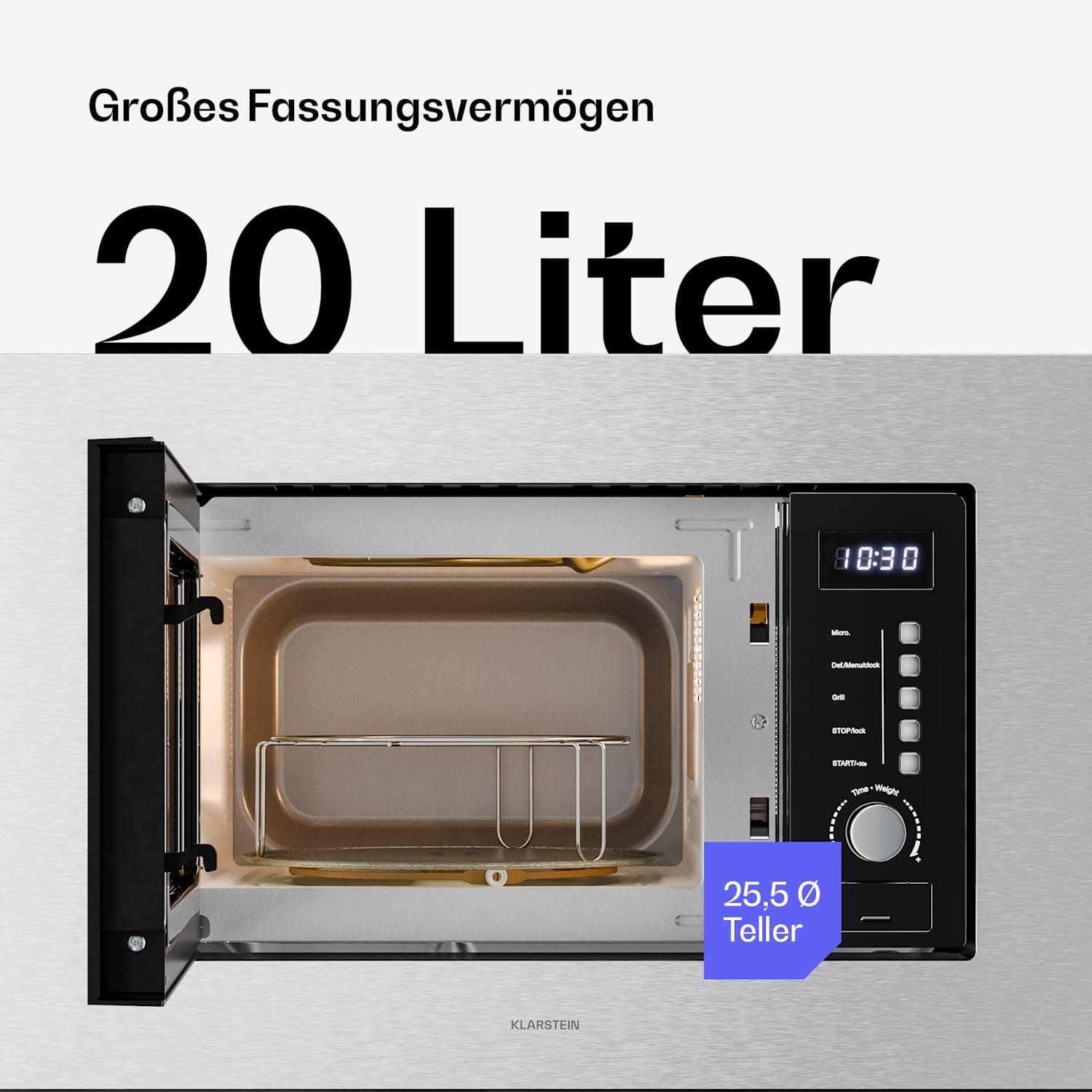 Verosteel - Forno a microonde da incasso con grill | Grill: 800 W | Microonde: 700 W | 60 cm Acciaio inox