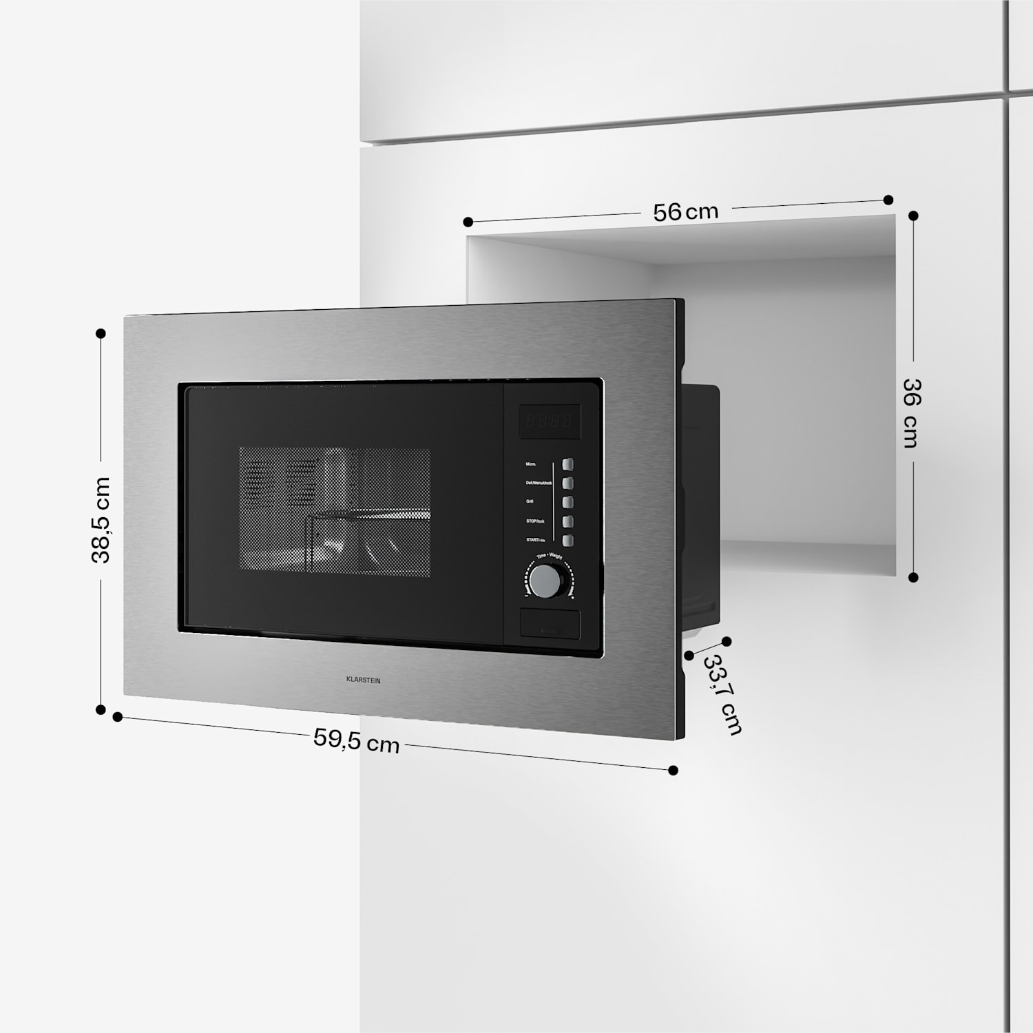 Verosteel microondas empotrable con grill | 800 W grill | 700 W microondas | 60 cm Acero Inoxidable