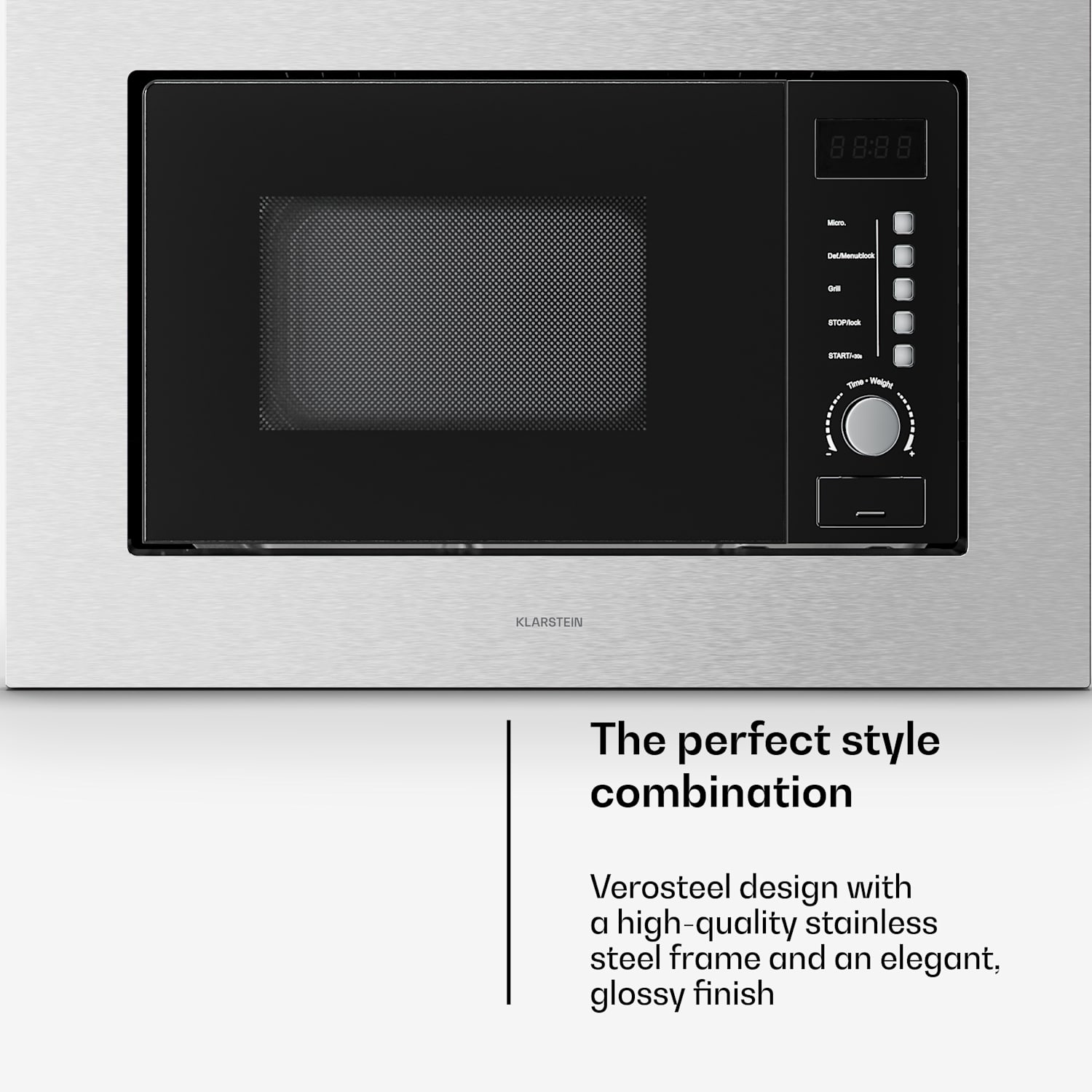 Verosteel upotettava mikroaaltouuni grillillä | 800 W grilli | 700 W mikroaaltouuni | 60 cm Ruostumaton Teräs