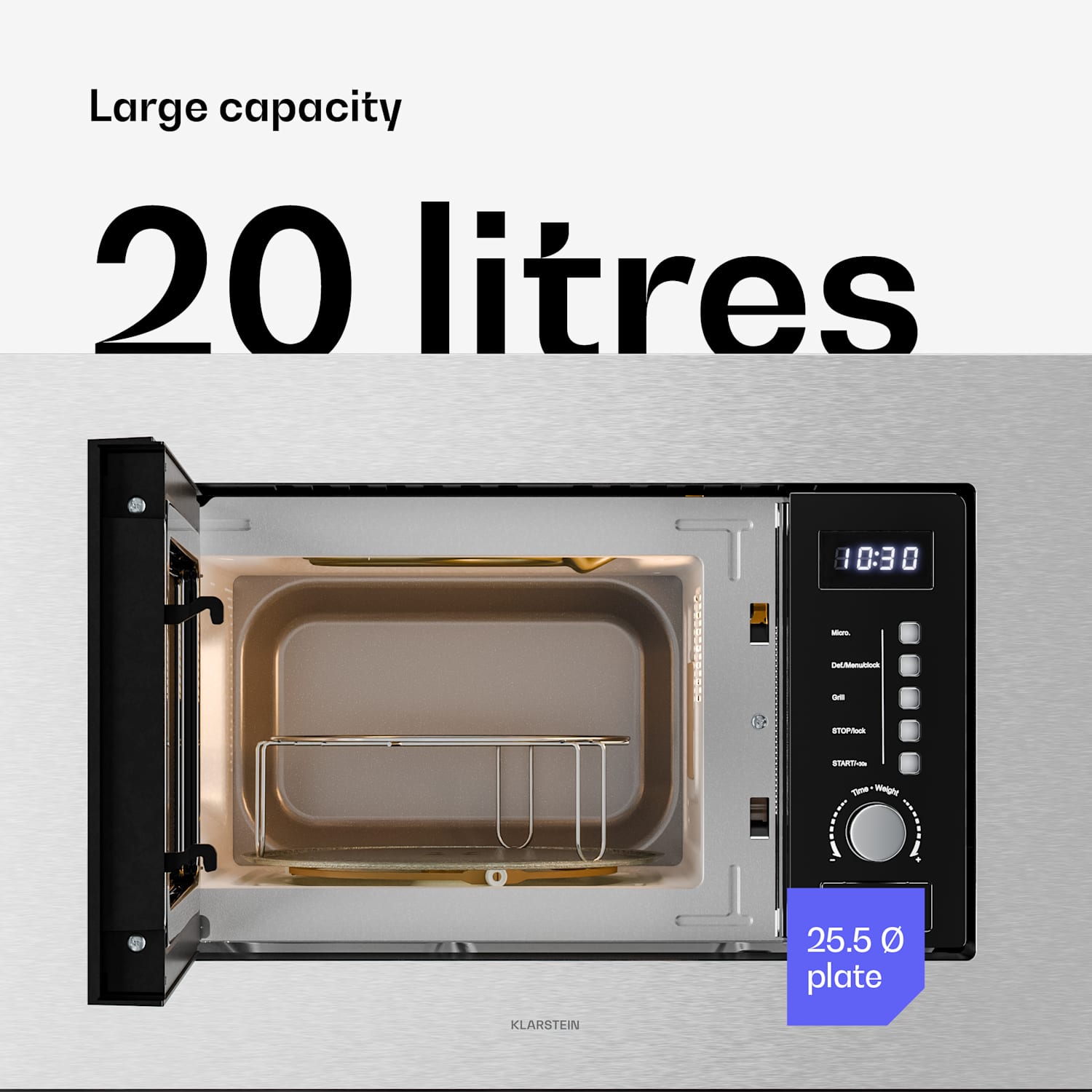 Verosteel upotettava mikroaaltouuni grillillä | 800 W grilli | 700 W mikroaaltouuni | 60 cm Ruostumaton Teräs