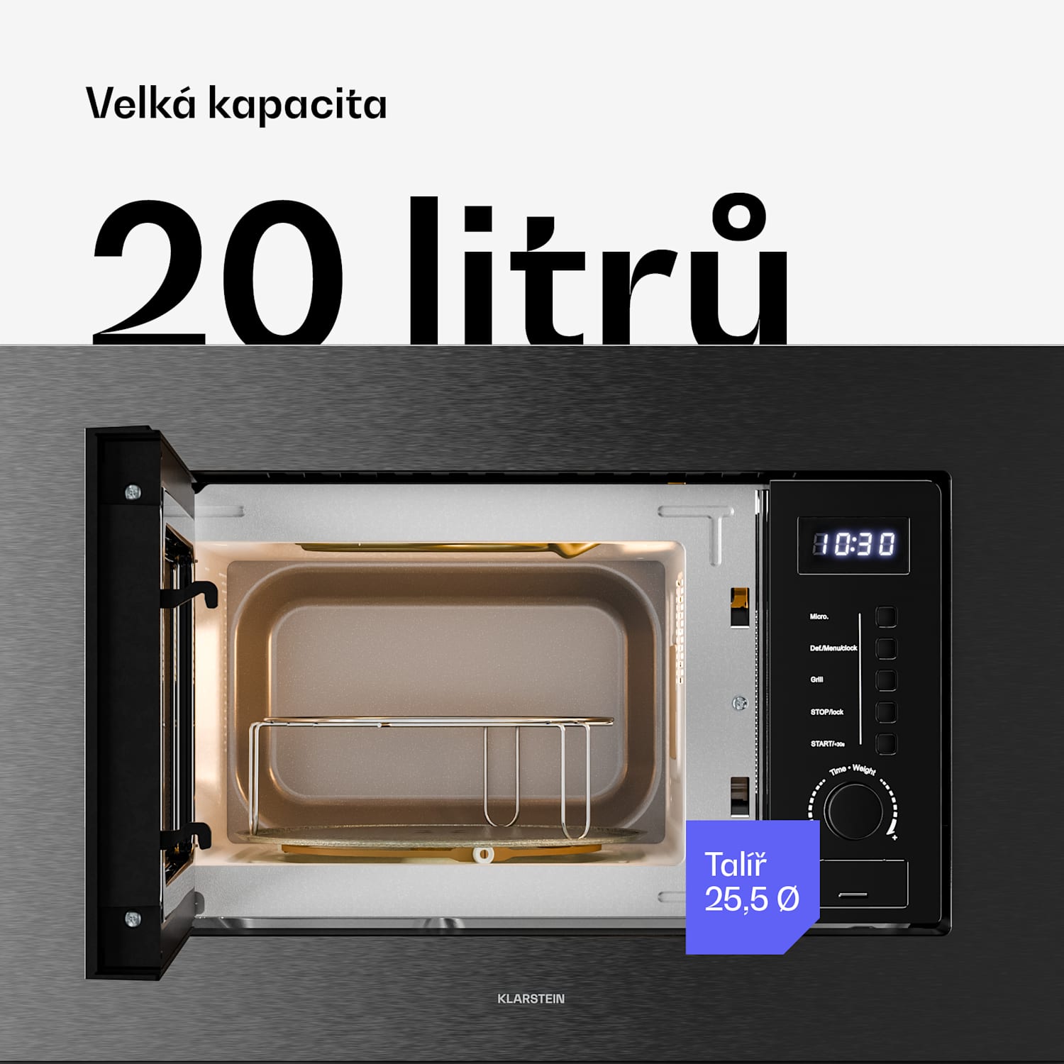 Vestavná mikrovlnná trouba Verosteel s grilem | 800 W gril | 700 W mikrovlnná trouba | 60 cm Černá