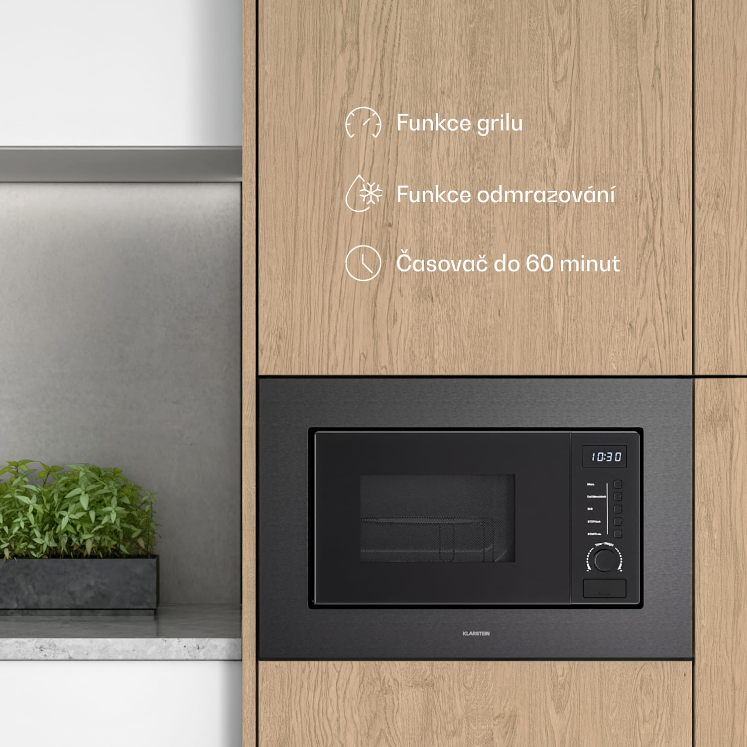 Vestavná mikrovlnná trouba Verosteel s grilem | 800 W gril | 700 W mikrovlnná trouba | 60 cm Černá