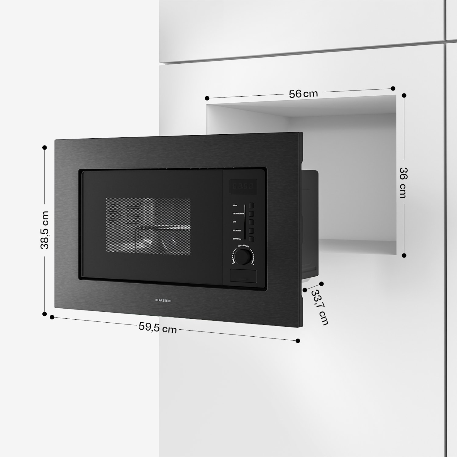 Verosteel upotettava mikroaaltouuni grillillä | 800 W grilli | 700 W mikroaaltouuni | 60 cm Musta