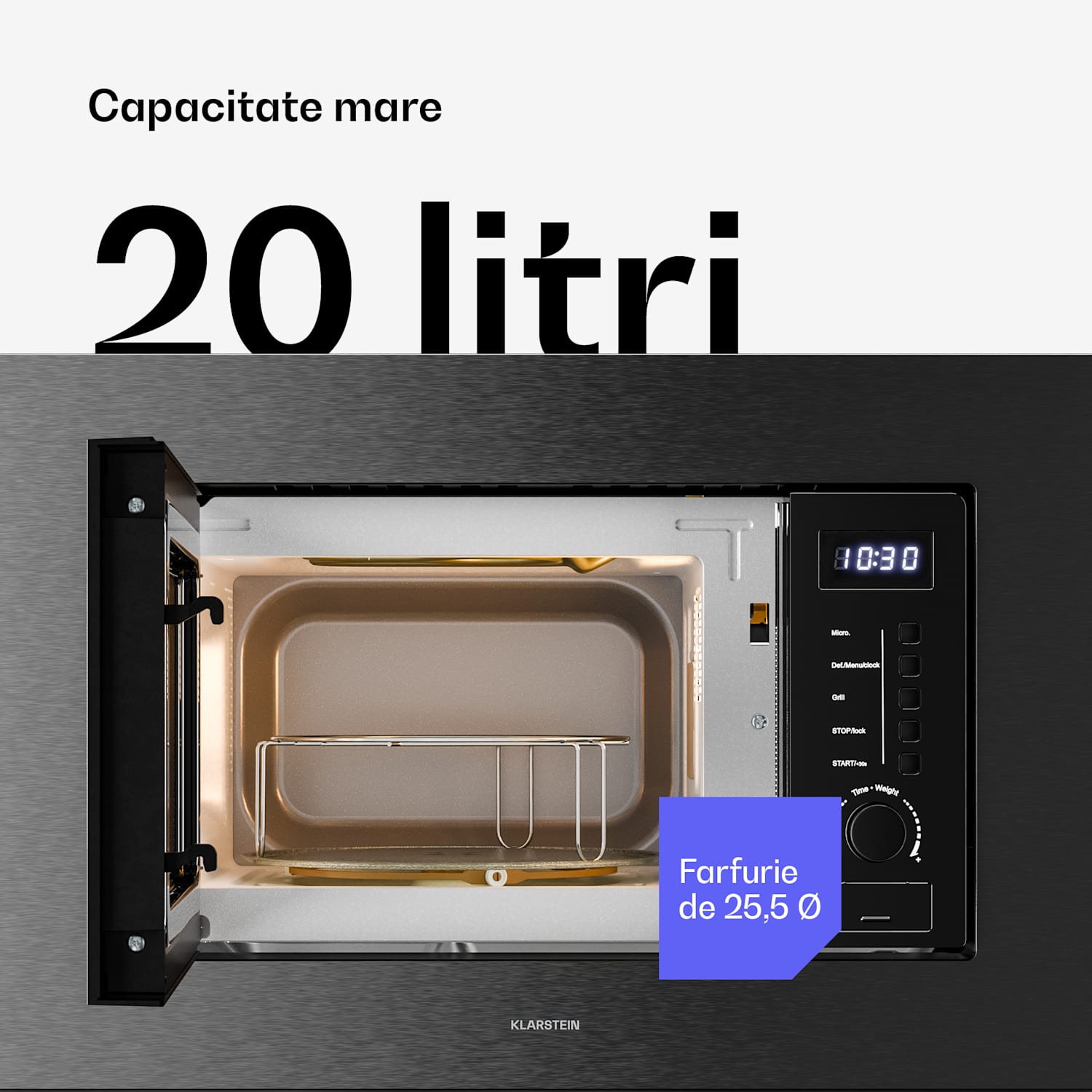 Verosteel cuptor cu microunde încorporat cu grill | 800 W grill | 700 W cuptor cu microunde | 60 cm Negru