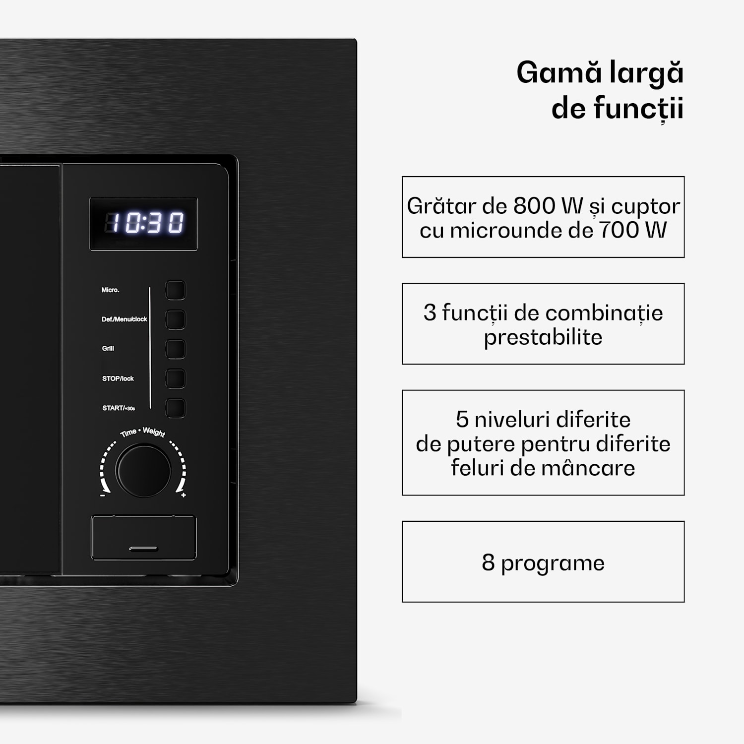 Verosteel cuptor cu microunde încorporat cu grill | 800 W grill | 700 W cuptor cu microunde | 60 cm Negru