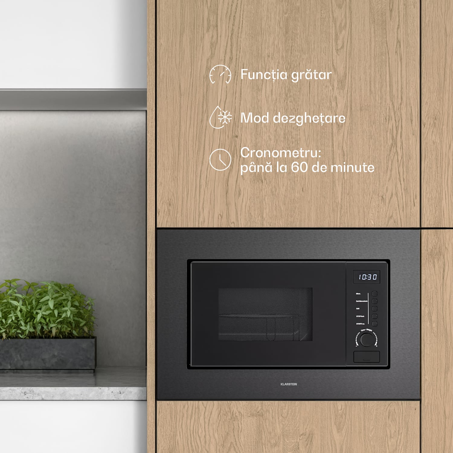 Verosteel cuptor cu microunde încorporat cu grill | 800 W grill | 700 W cuptor cu microunde | 60 cm Negru