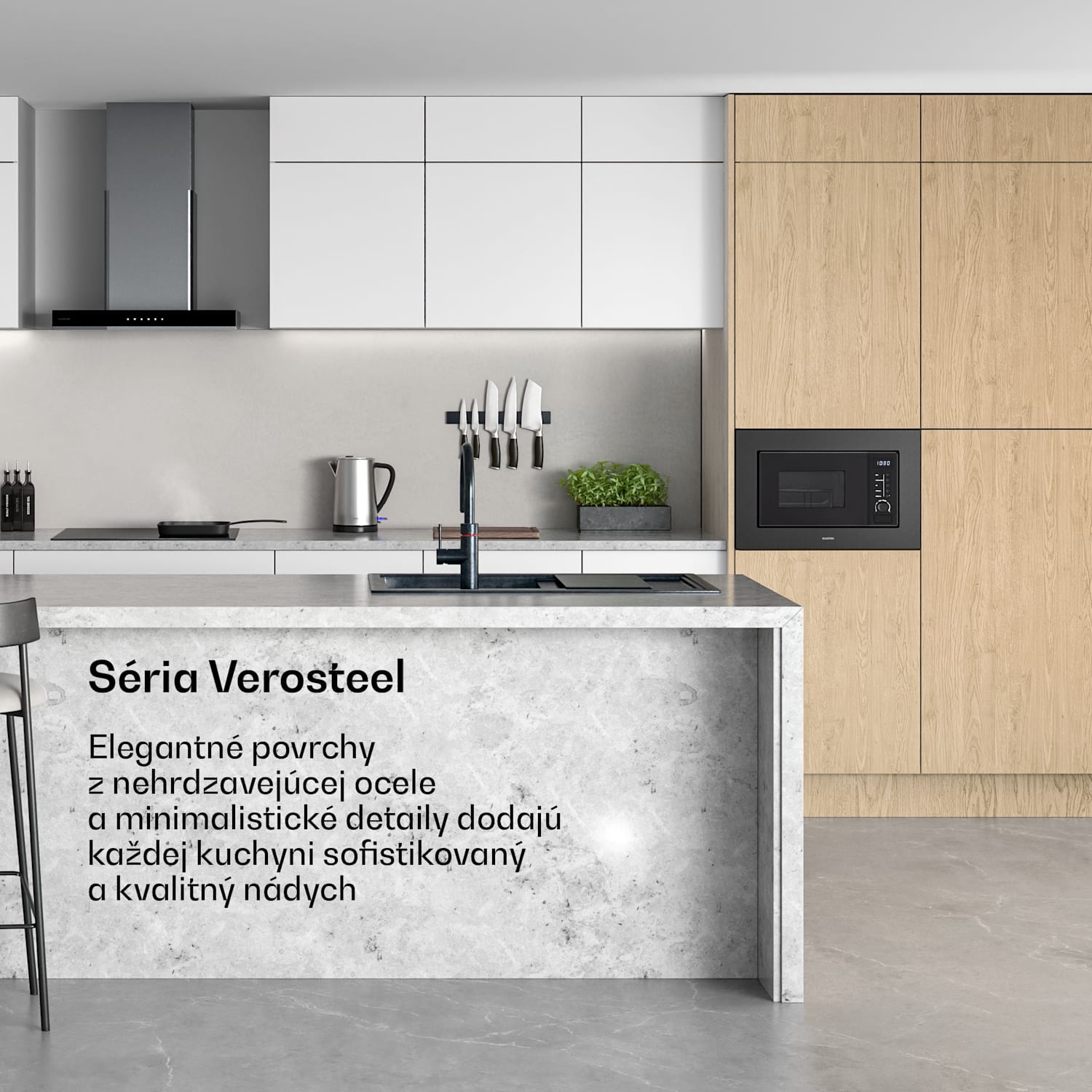 Verosteel vstavaná mikrovlnná rúra s grilom | 800 W gril | 700 W mikrovlnná rúra | 60 cm Čierna