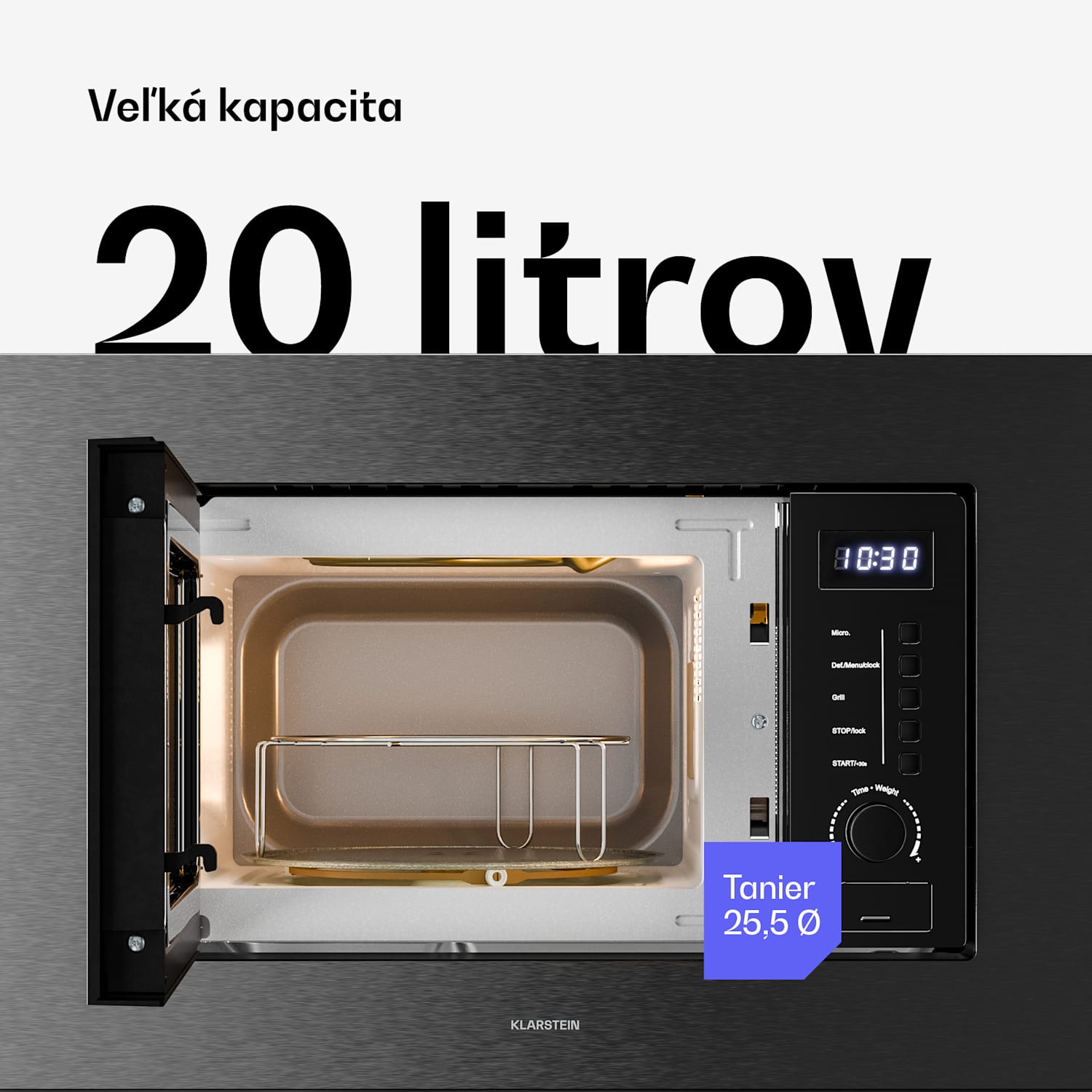 Verosteel vstavaná mikrovlnná rúra s grilom | 800 W gril | 700 W mikrovlnná rúra | 60 cm Čierna