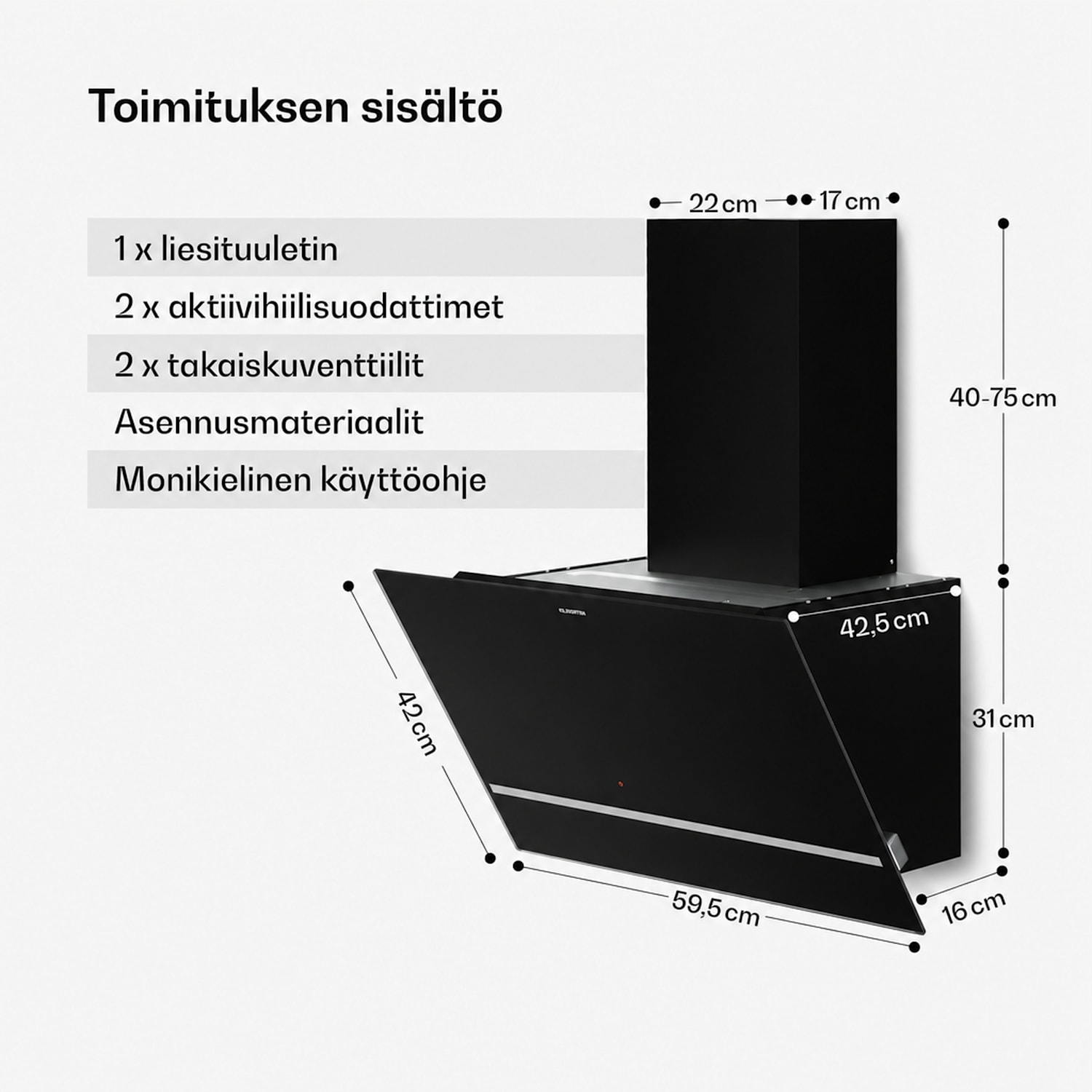 Illuminosa seinäkupu | Poisto- ja kiertotilassa | Minimalistinen | 818 m³/h | 60 cm 60 cm