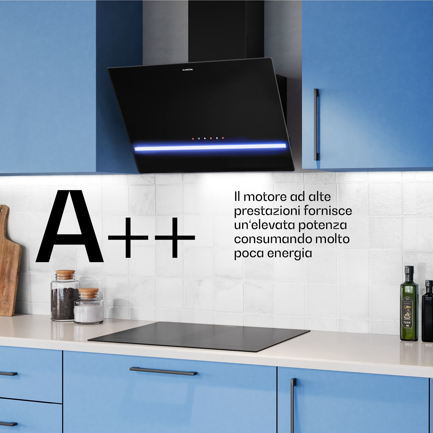 Illuminosa cappa a isola | modalità a ricircolo d'aria e a scarico | minimalista | 818 m³/h | 60 cm 60 cm