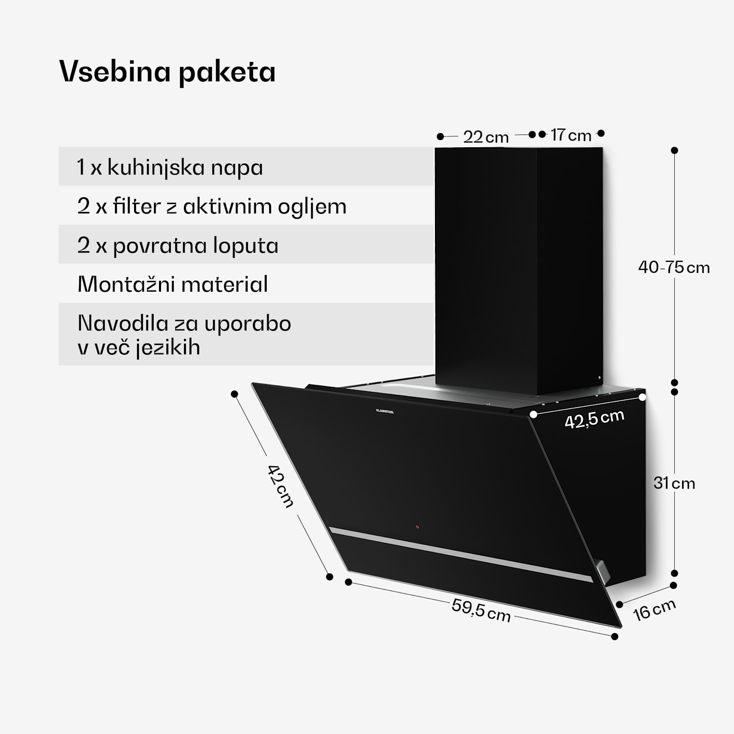 Illuminosa poševna kuhinjska napa | Način odsesavanja in recirkulacije | Minimalistična | 818 m³/h | 60 cm 60 cm
