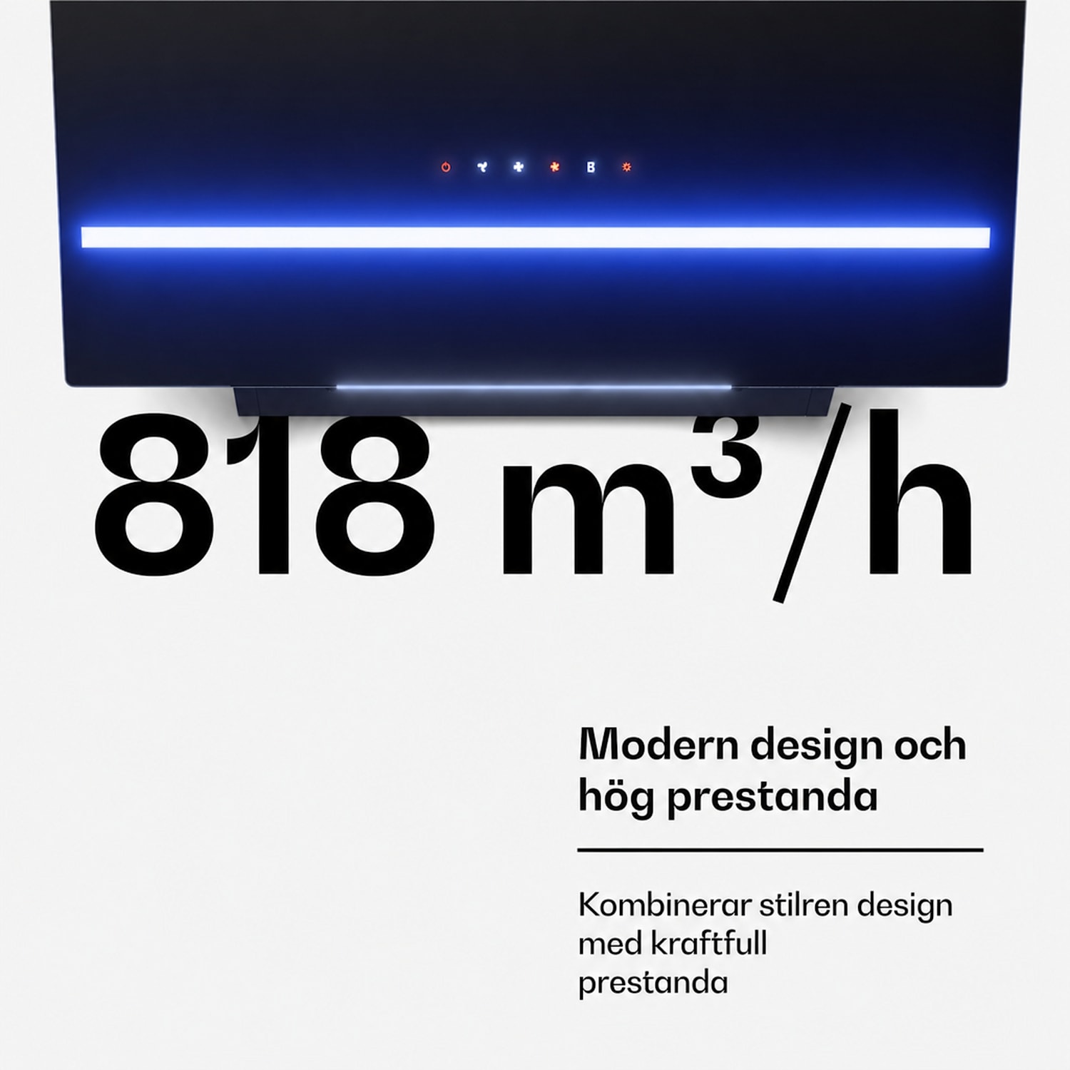 Illuminosa frihängande fläkt | Avluft och återcirkulation | Minimalistisk | 818 m³/h | 60 cm 60 cm