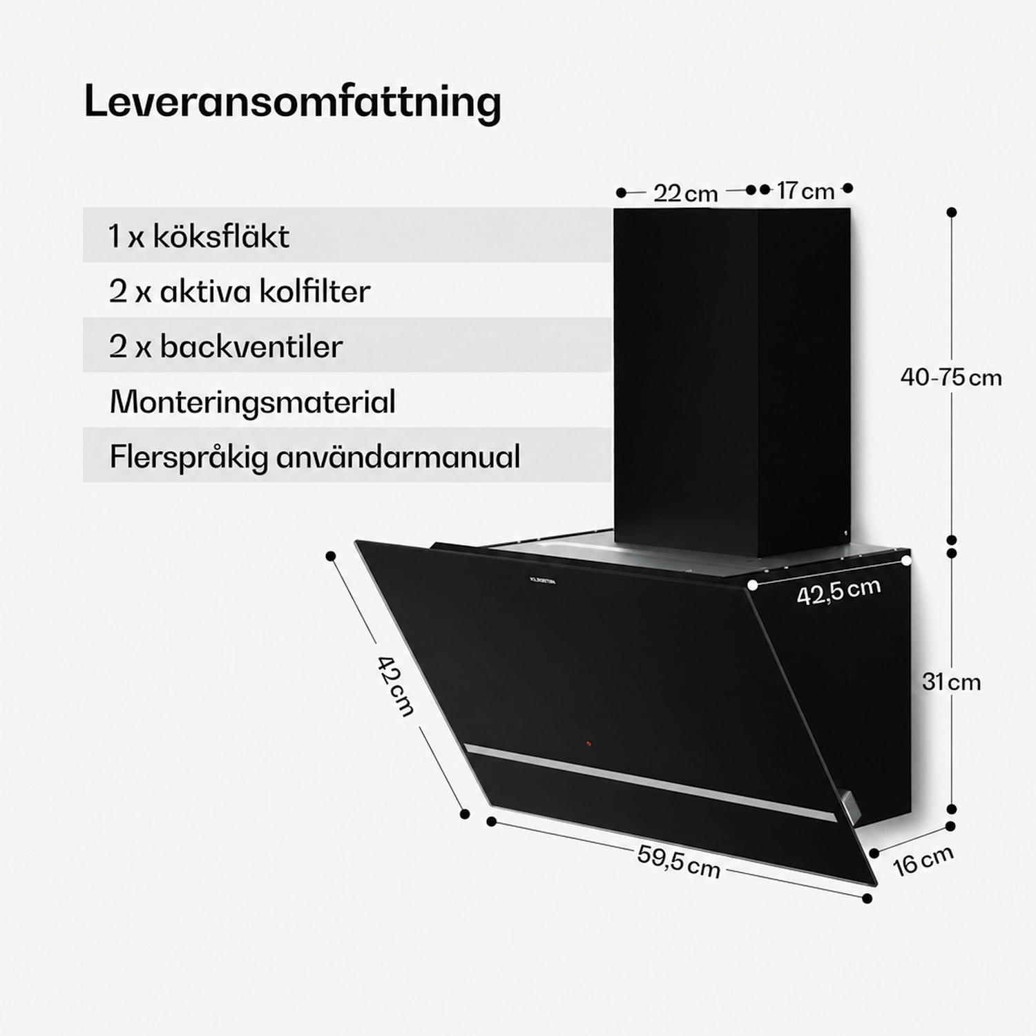 Illuminosa frihängande fläkt | Avluft och återcirkulation | Minimalistisk | 818 m³/h | 60 cm 60 cm