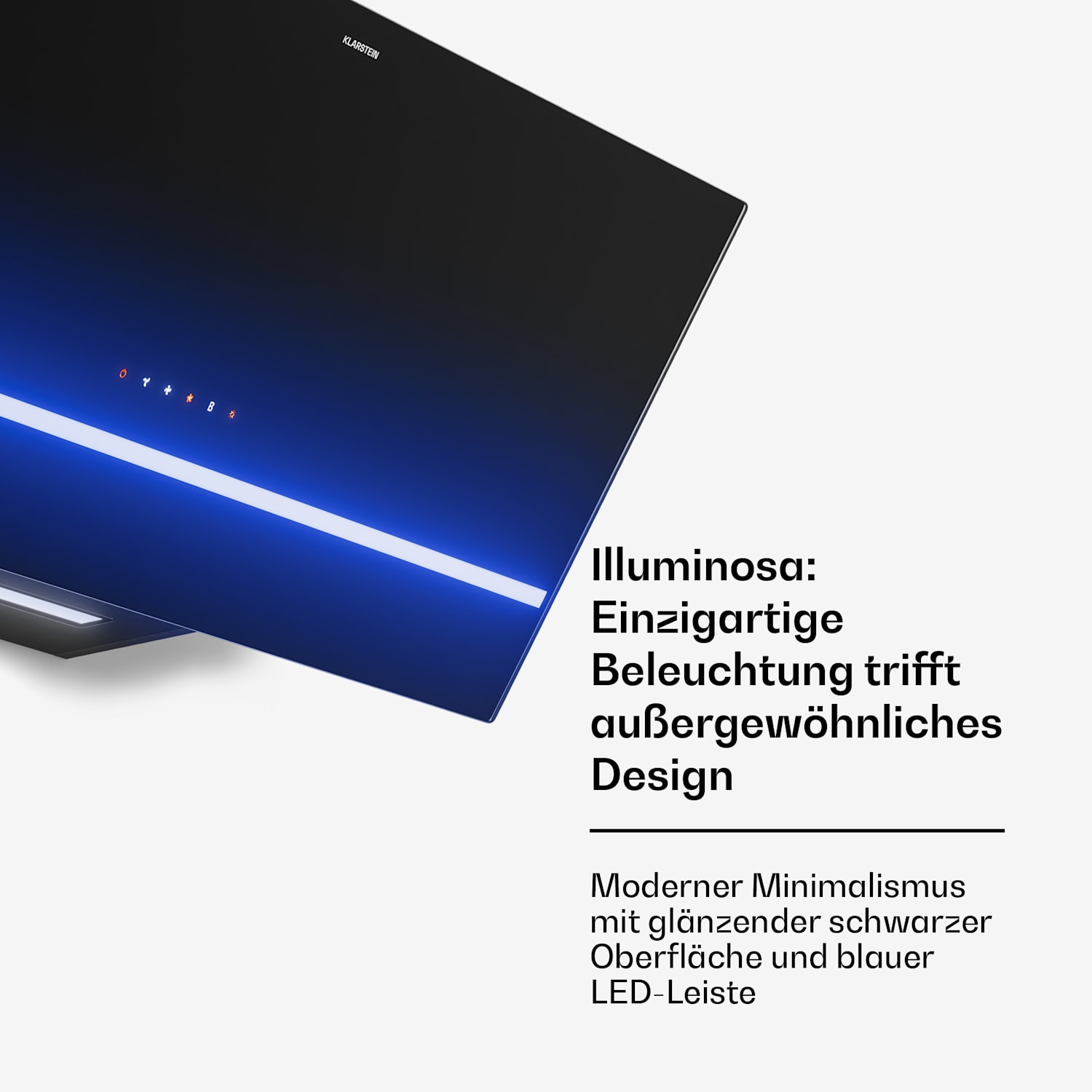 Illuminosa Kopffreihaube | Abluft- und Umluftmodus | Minimalistisch | 818 m³/h | 90 cm 90 cm