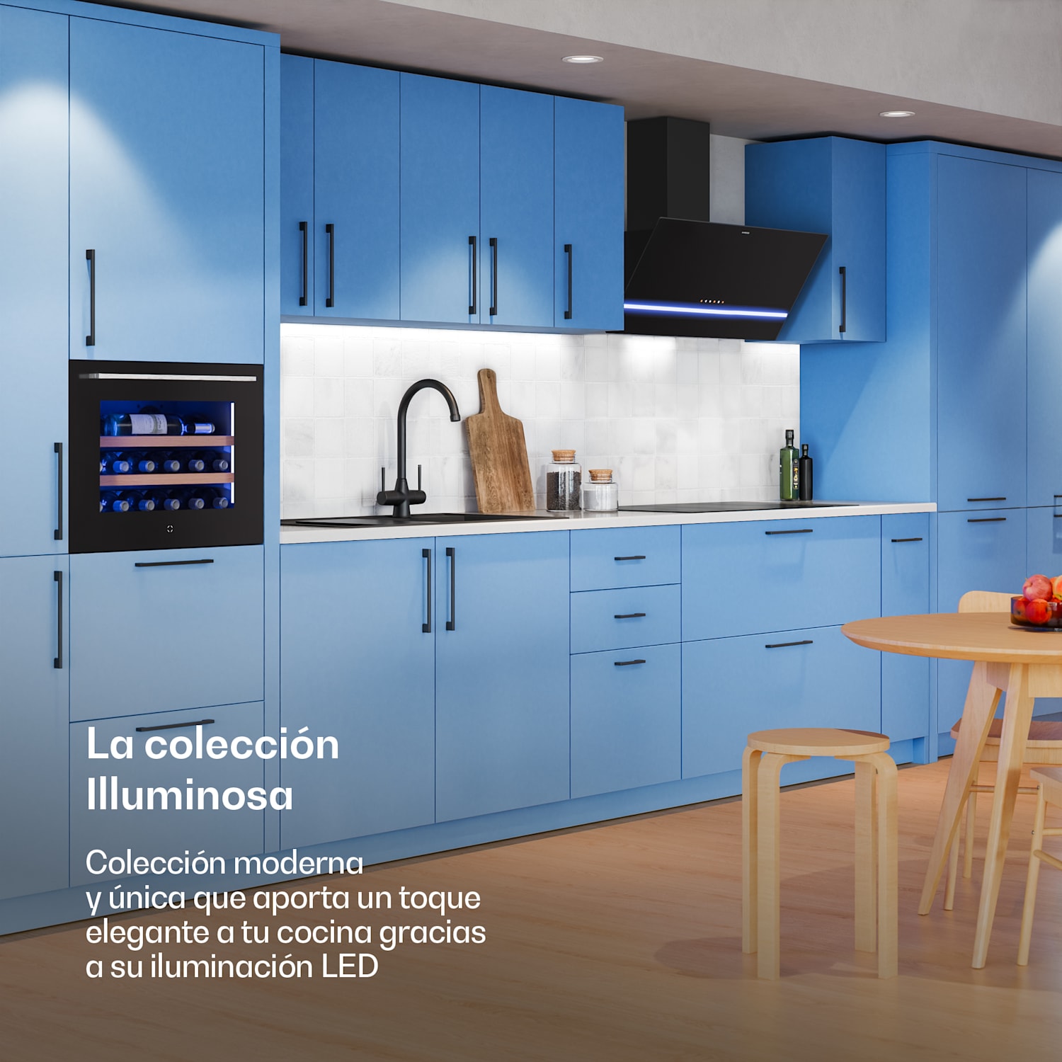 Illuminosa campana inclinada | Modo extracción y recirculación | Minimalista | 818 m³/h | 90 cm 90 cm