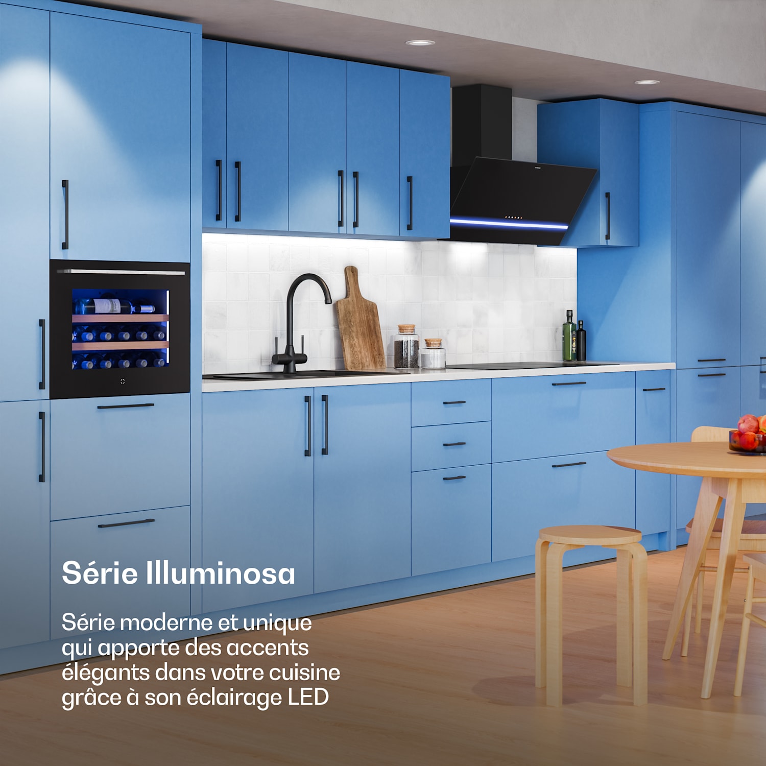 Illuminosa hotte sans cheminée | mode extraction et recyclage | minimaliste | 818 m³/h | 90 cm 90 cm