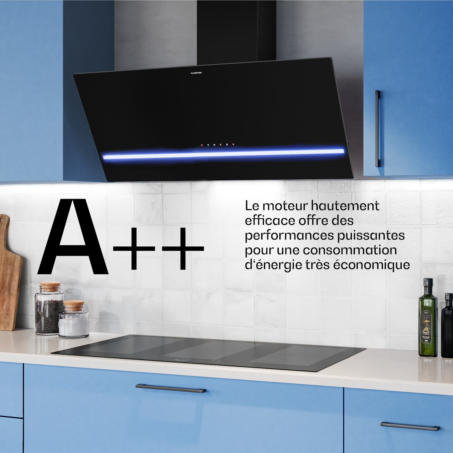 Illuminosa hotte sans cheminée | mode extraction et recyclage | minimaliste | 818 m³/h | 90 cm 90 cm