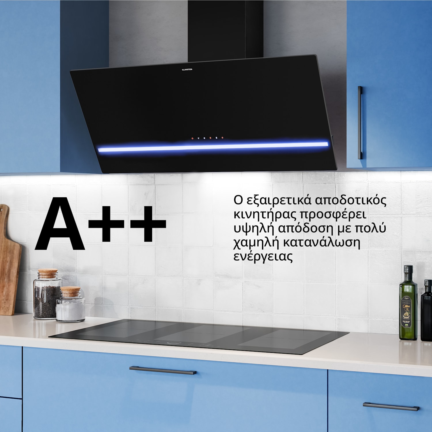 Illuminosa απορροφητήρας με κλίση | Λειτουργία απαγωγής και ανακυκλοφορίας | Μινιμαλιστικός | 818 m³/h | 90 cm 90 εκ