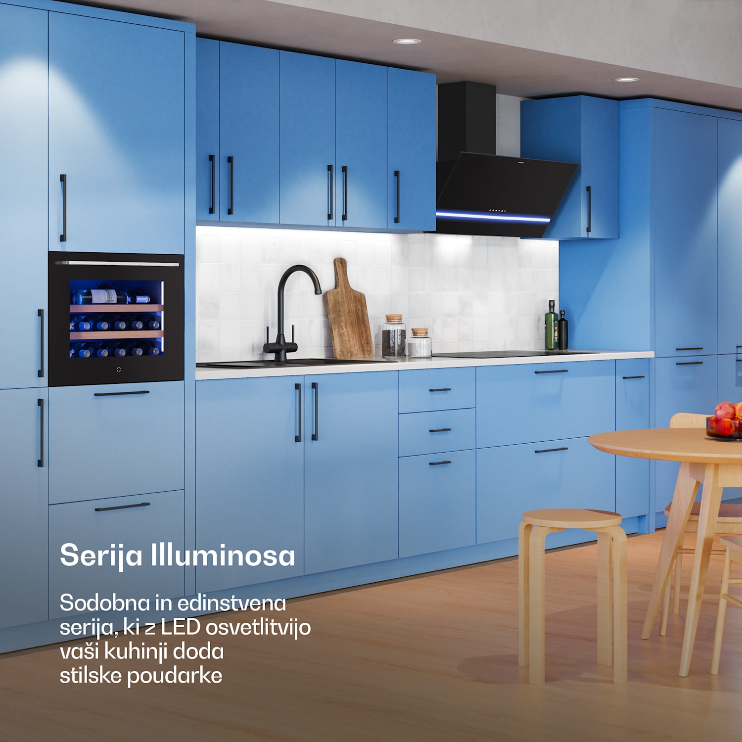 Illuminosa poševna kuhinjska napa | Način odsesavanja in recirkulacije zraka | Minimalistična | 818 m³/h | 90 cm 90 cm