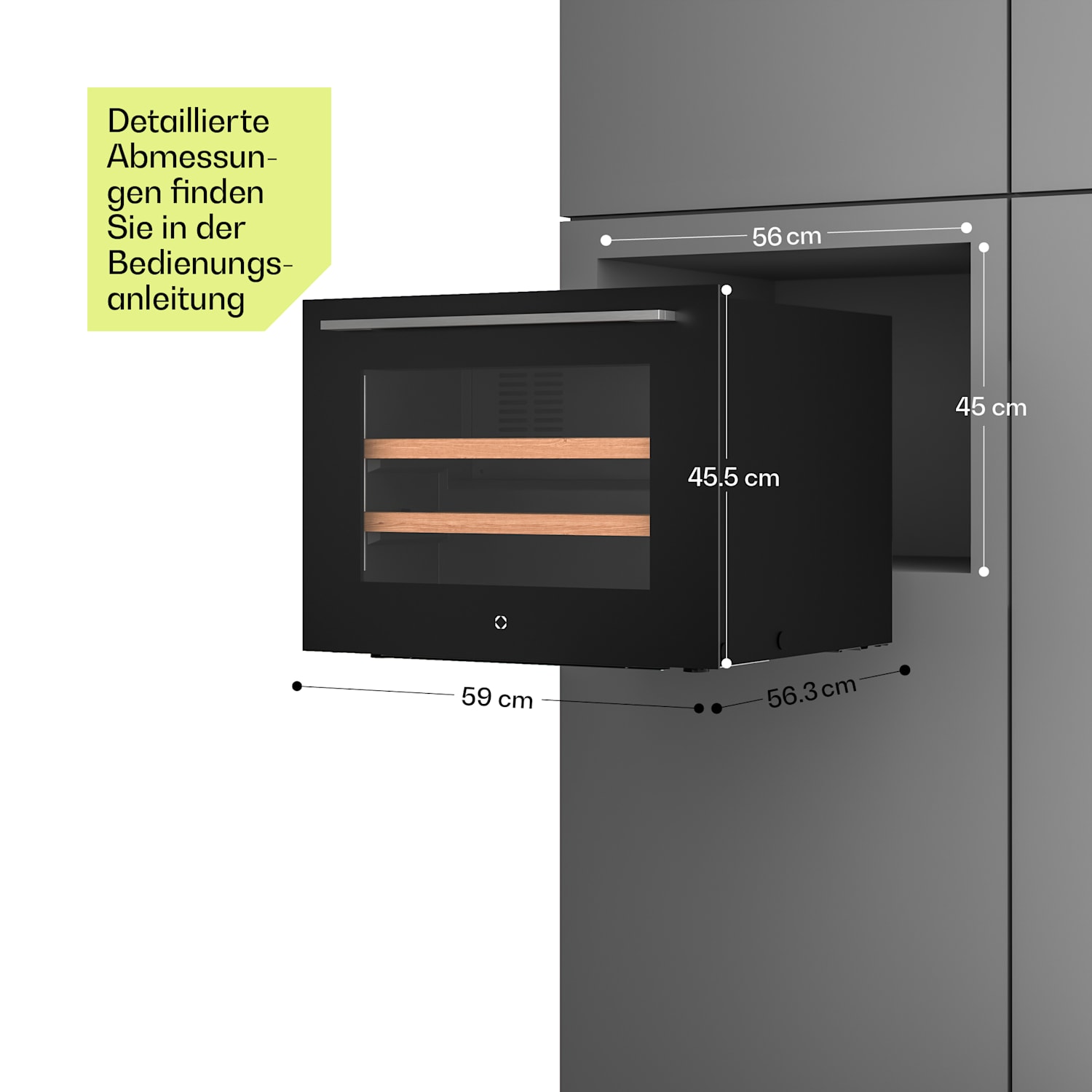Illuminosa Einbau-Weinkühlschrank | Modern | UV-Schutz | 61 Liter | 19 Flaschen | 60 cm 19 Flaschen