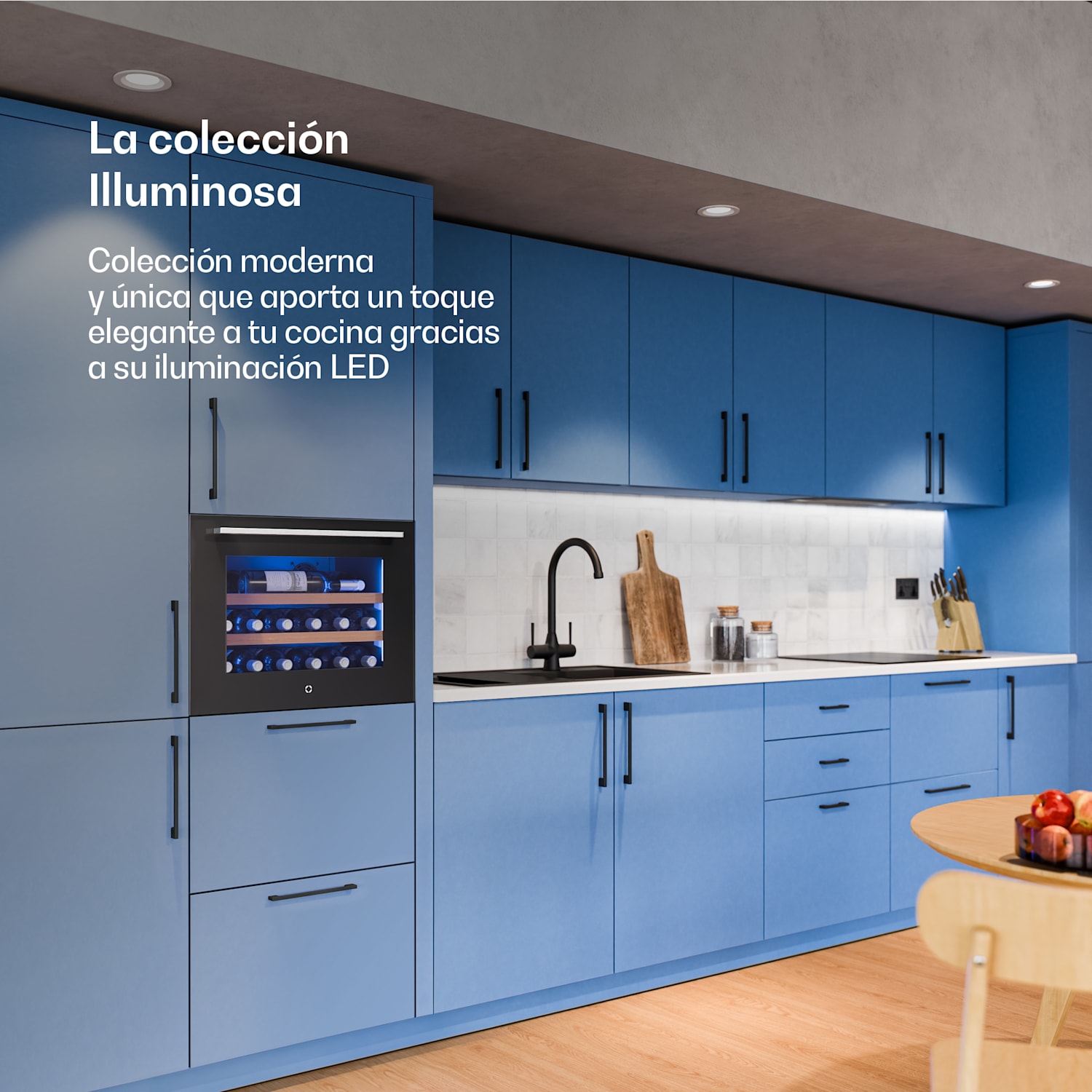 Illuminosa frigorífico de vino empotrable | Moderno | Protección UV | 61 litros | 19 botellas | 60 cm 19 botellas