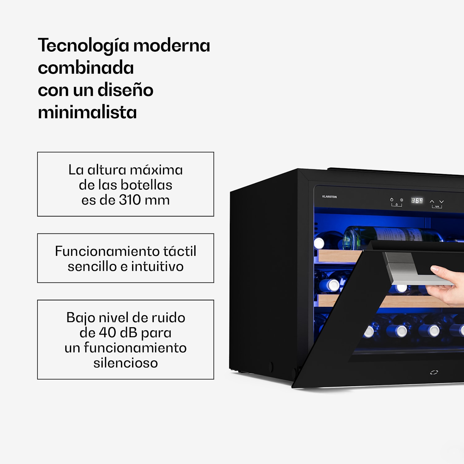 Illuminosa frigorífico de vino empotrable | Moderno | Protección UV | 61 litros | 19 botellas | 60 cm 19 botellas