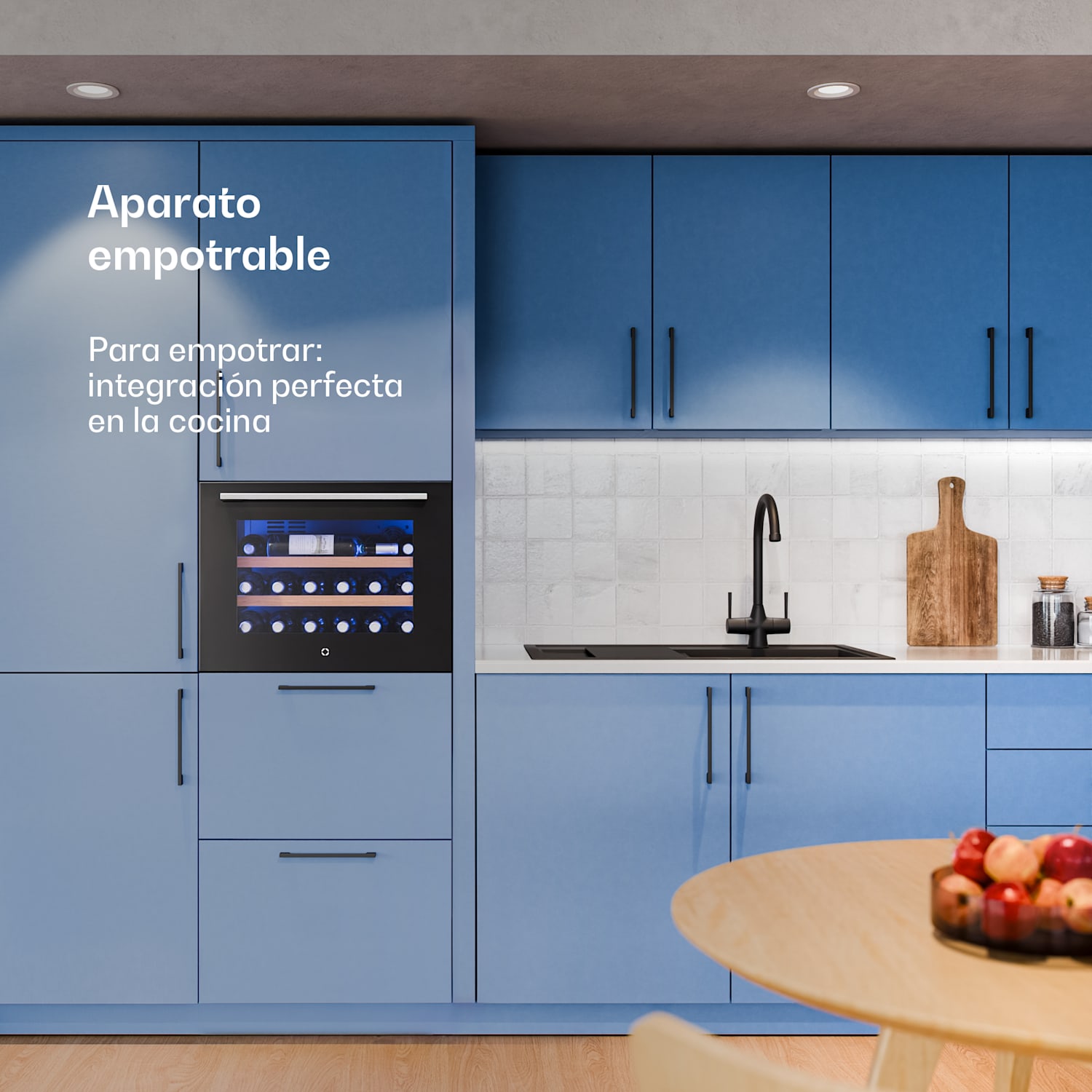 Illuminosa frigorífico de vino empotrable | Moderno | Protección UV | 61 litros | 19 botellas | 60 cm 19 botellas