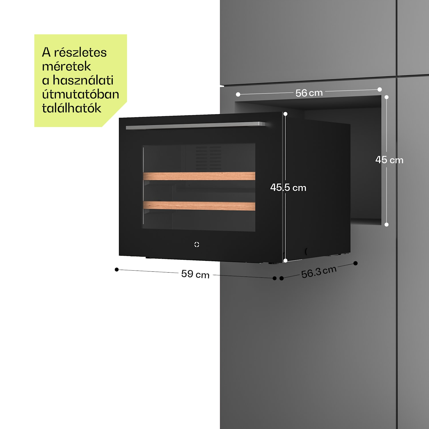 Illuminosa beépített borhűtő | Modern | UV védelem | 61 liter | 19 palack | 60 cm 19 palackok