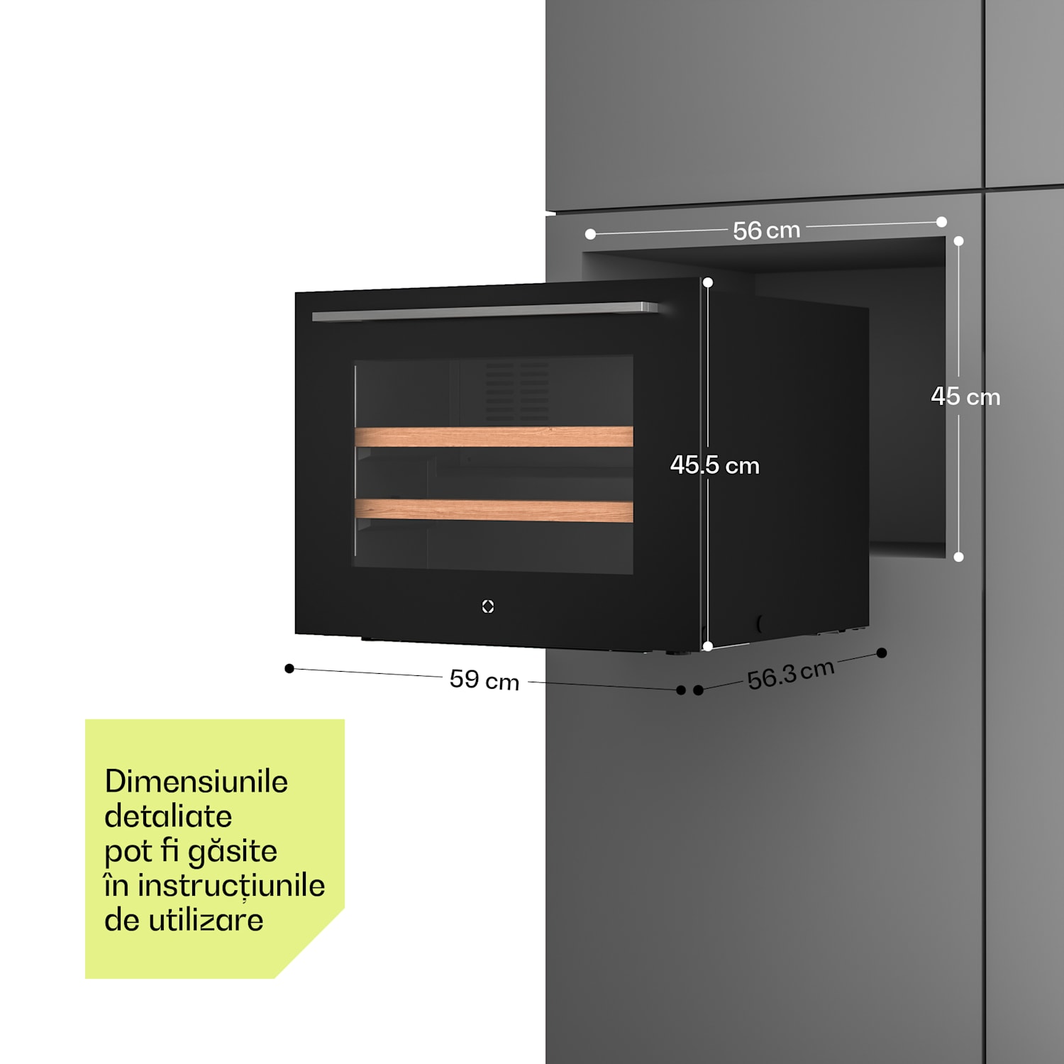 Illuminosa frigider de vin încorporabil | Modern | Protecție UV | 61 litri | 19 sticle | 60 cm 19 sticle