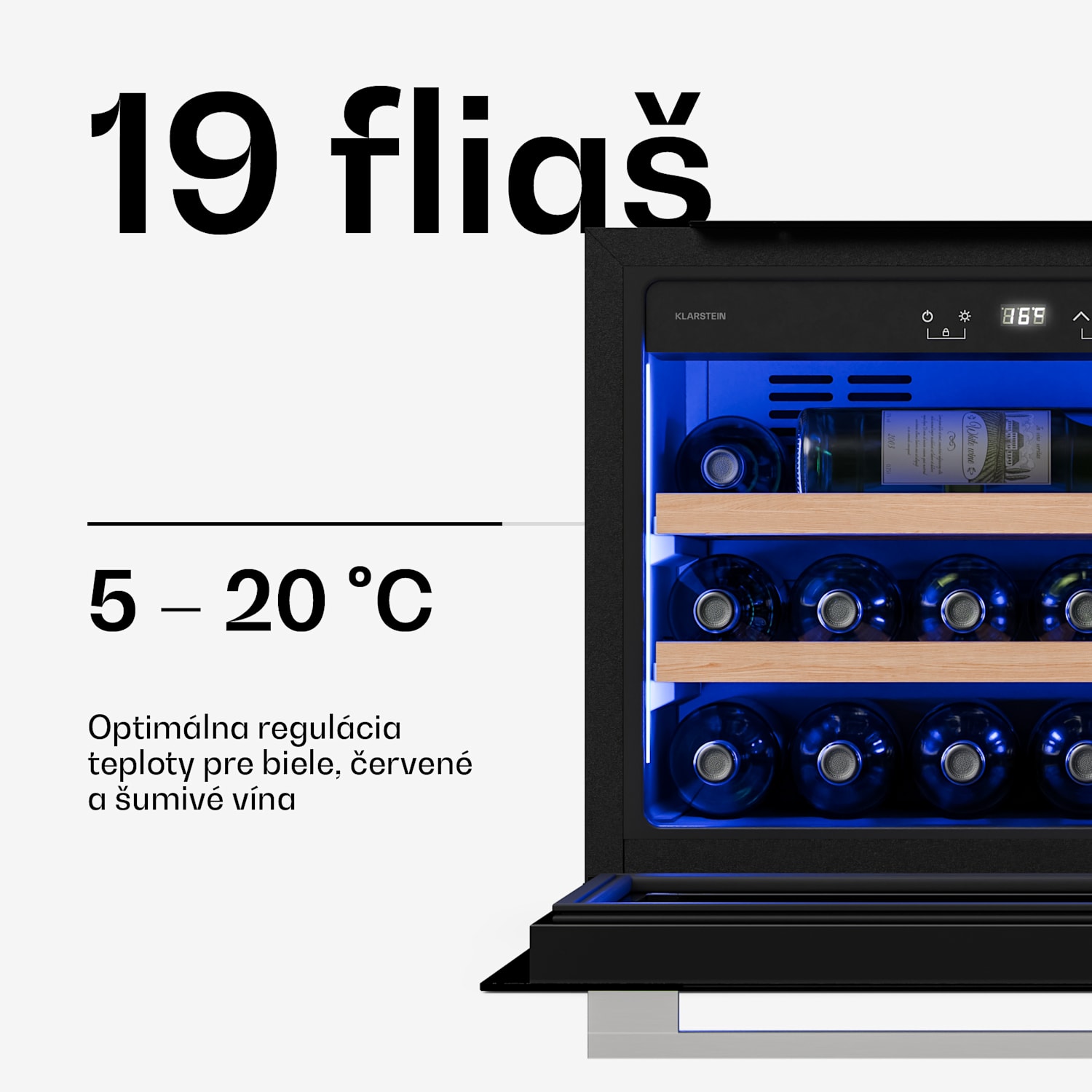 Illuminosa vstavaná chladnička na víno | Moderná | UV ochrana | 61 litrov | 19 fliaš | 60 cm 19 fliaš