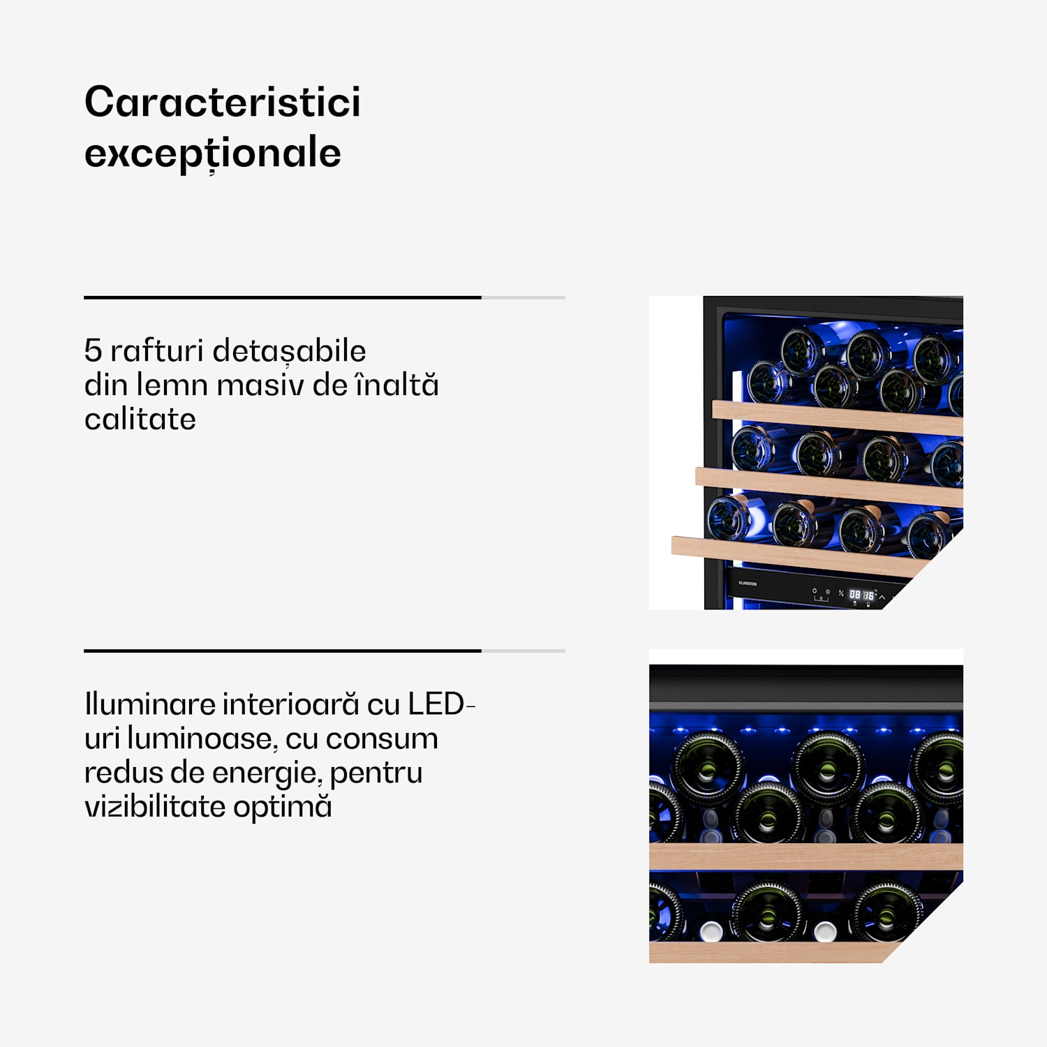 Illuminosa frigider de vin încorporabil | Cu două zone | Protecție UV | 143 litri | 57 sticle | 60 cm 57 de sticle