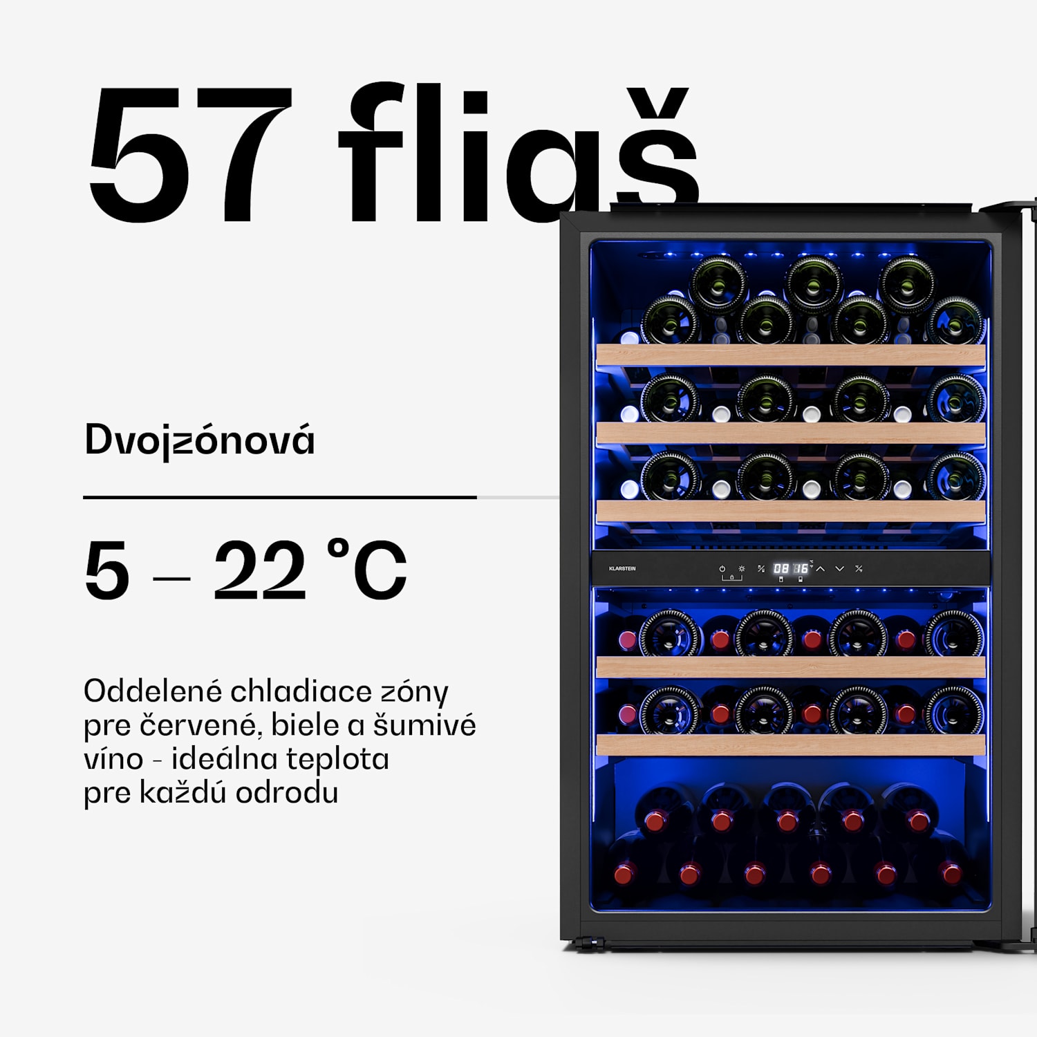 Illuminosa vstavaná chladnička na víno | Dvojzónová | UV ochrana | 143 litrov | 57 fliaš | 60 cm 57 fliaš