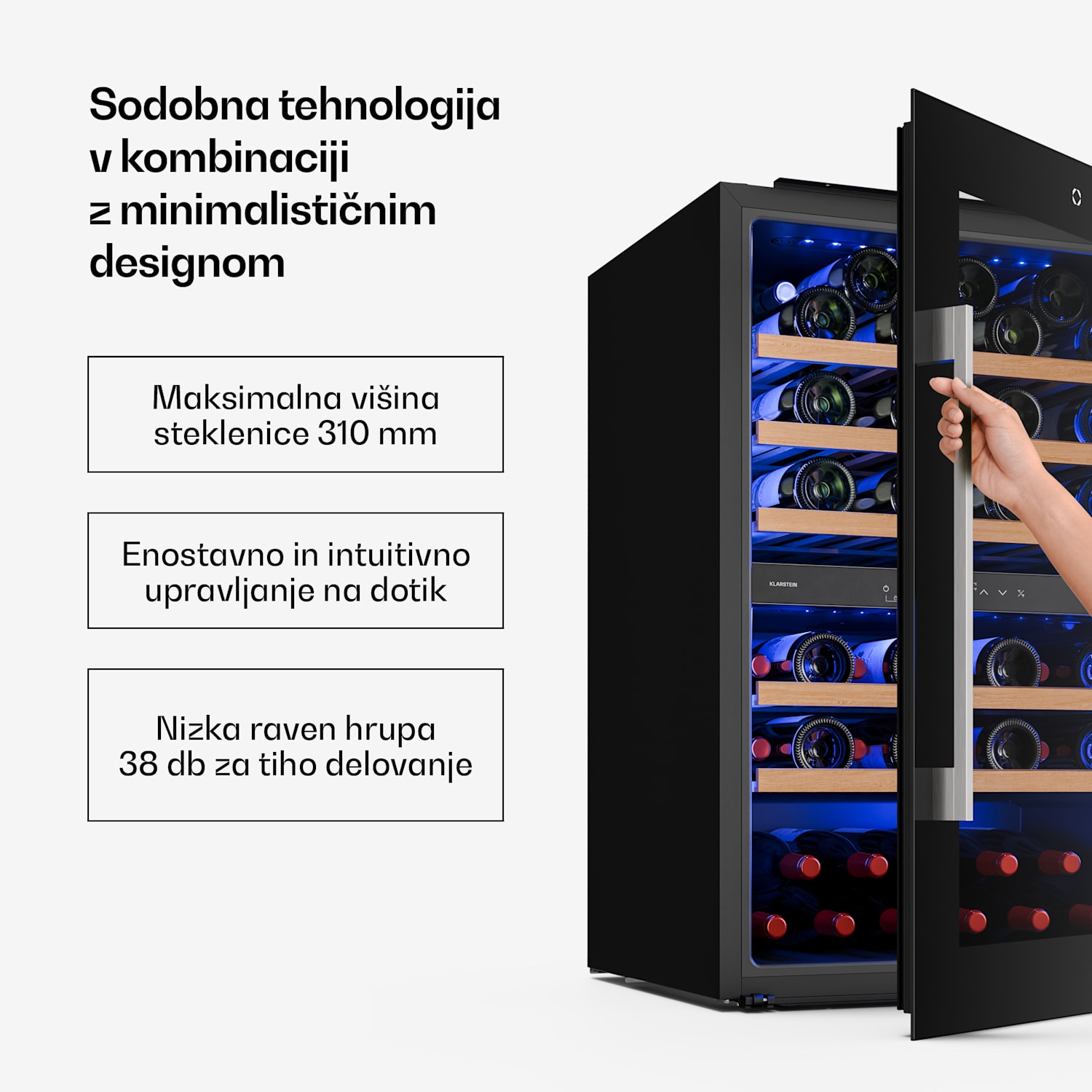 Illuminosa vgradni hladilnik za vino | Dvojna cona | UV zaščita | 143 litrov | 57 steklenic | 60 cm 57 steklenic