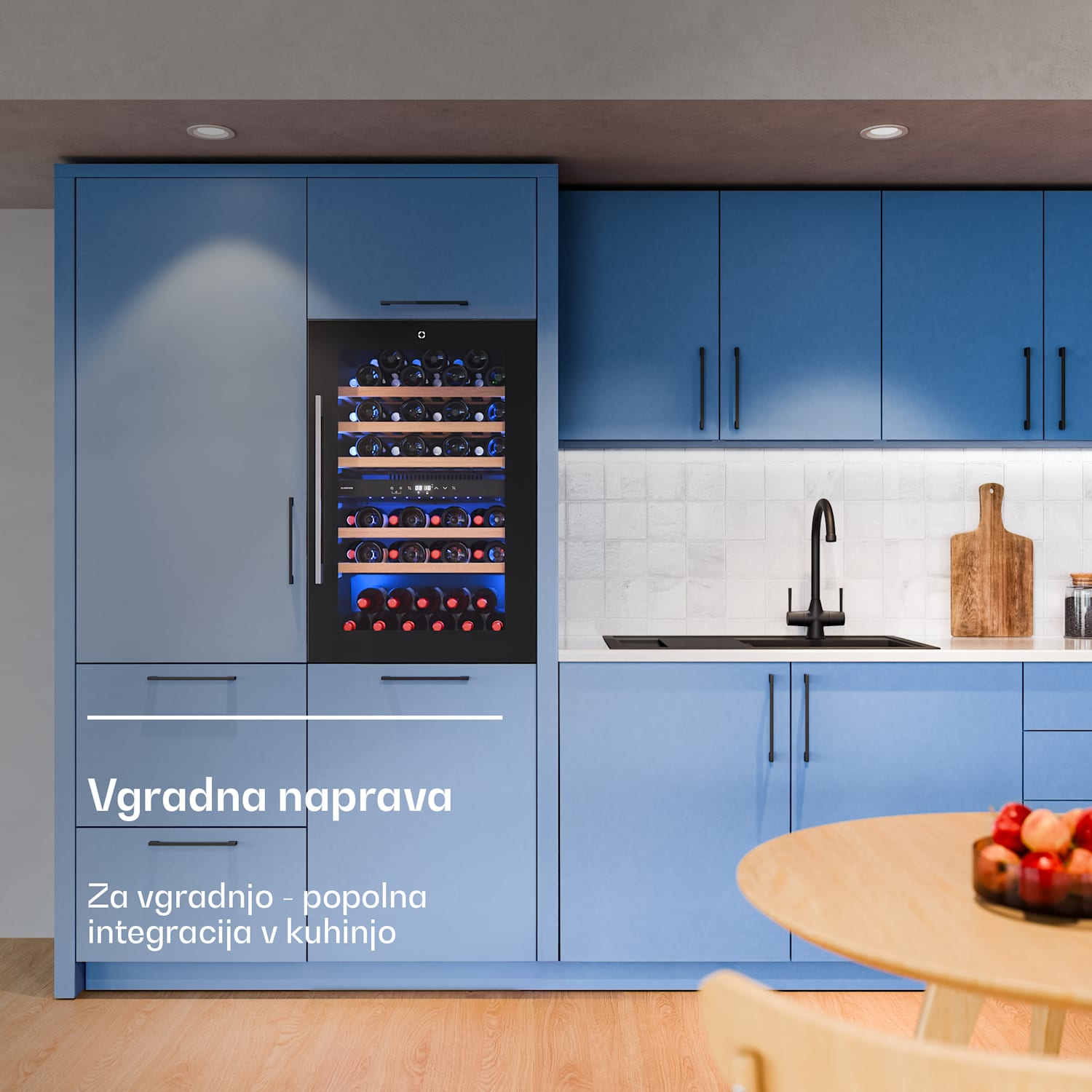 Illuminosa vgradni hladilnik za vino | Dvojna cona | UV zaščita | 143 litrov | 57 steklenic | 60 cm 57 steklenic