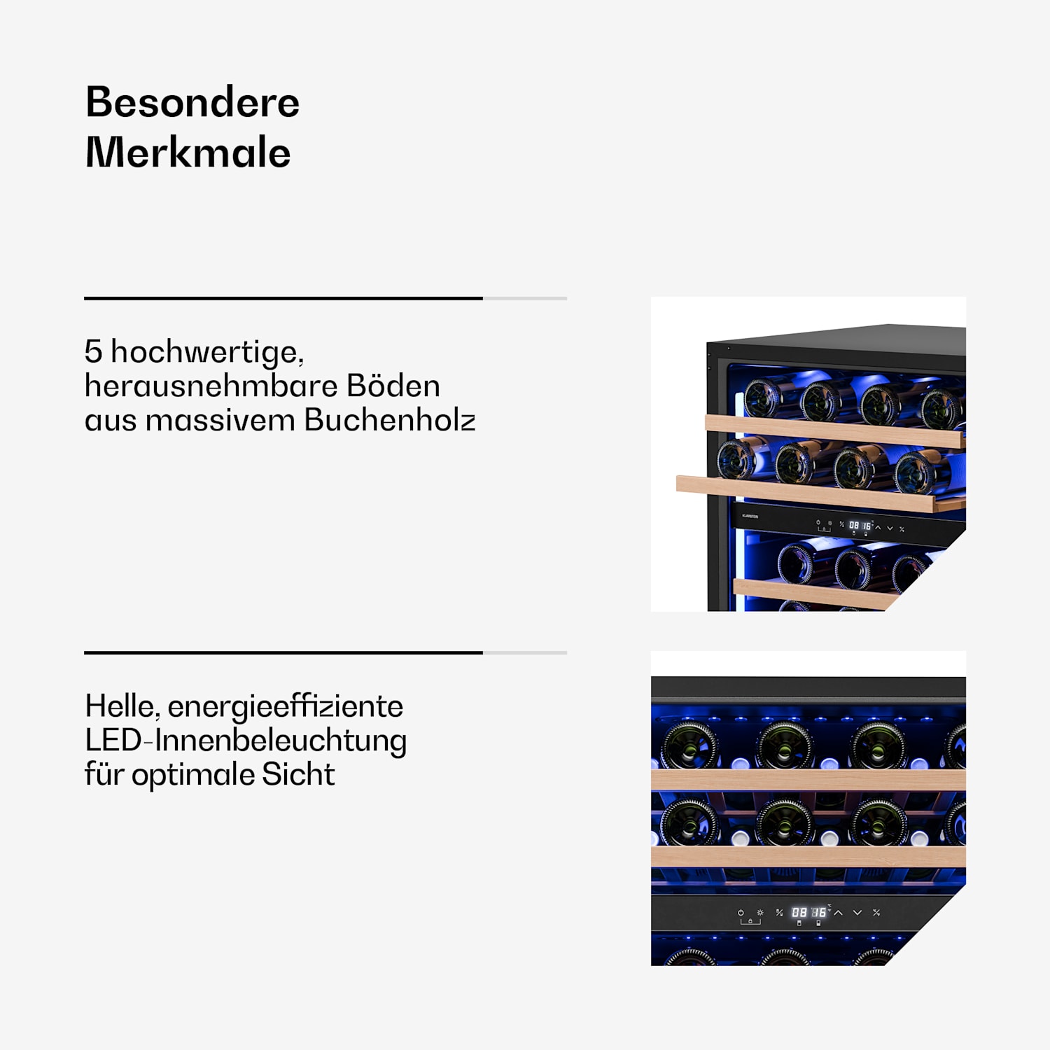 Illuminosa Unterbau-Weinkühlschrank | Dualzone | 129 Liter | 46 Flaschen | 60 cm 46 Flaschen